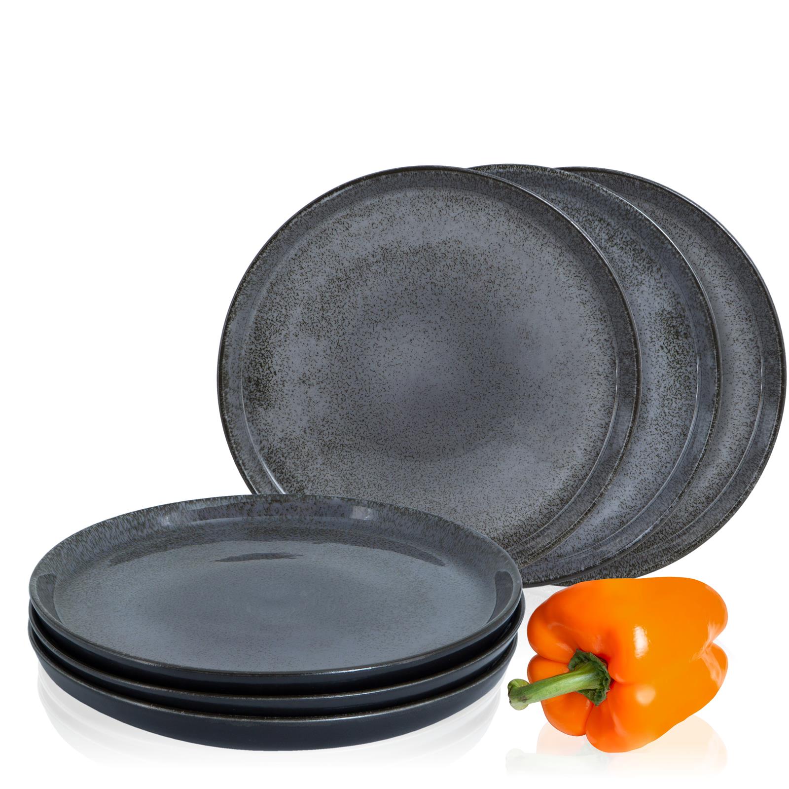 Sechsteiliges Gourmet-Salatteller-Set in Anthrazit von Moritz und Moritz, elegantes Design, optimal für stilvolle Abendessen und besondere Anlässe.