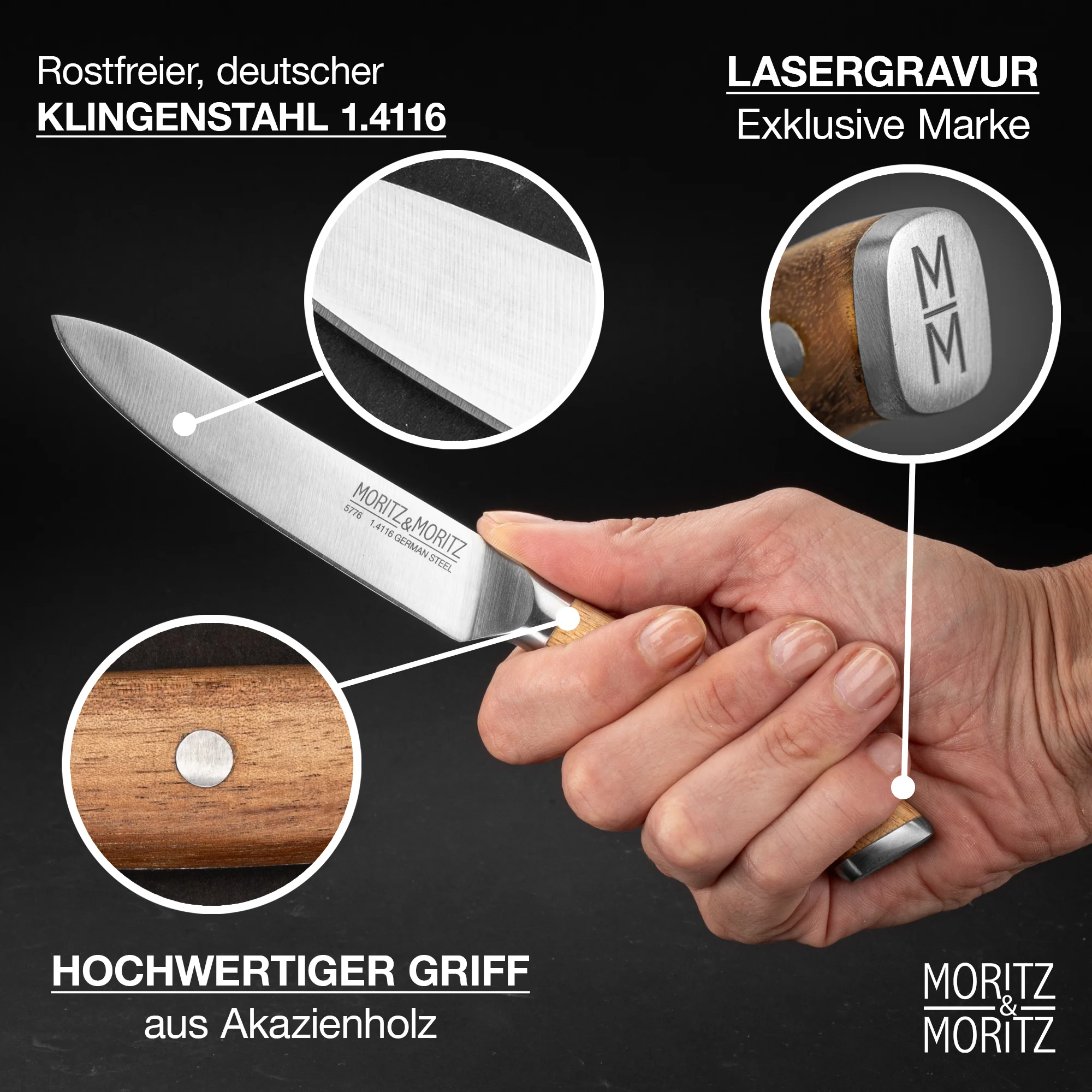 Universalmesser 13cm Schneidemesser mit ergonomischem Griff und hochwertiger Klinge für präzises Schneiden in der Küche, erhältlich bei Moritz und Moritz.