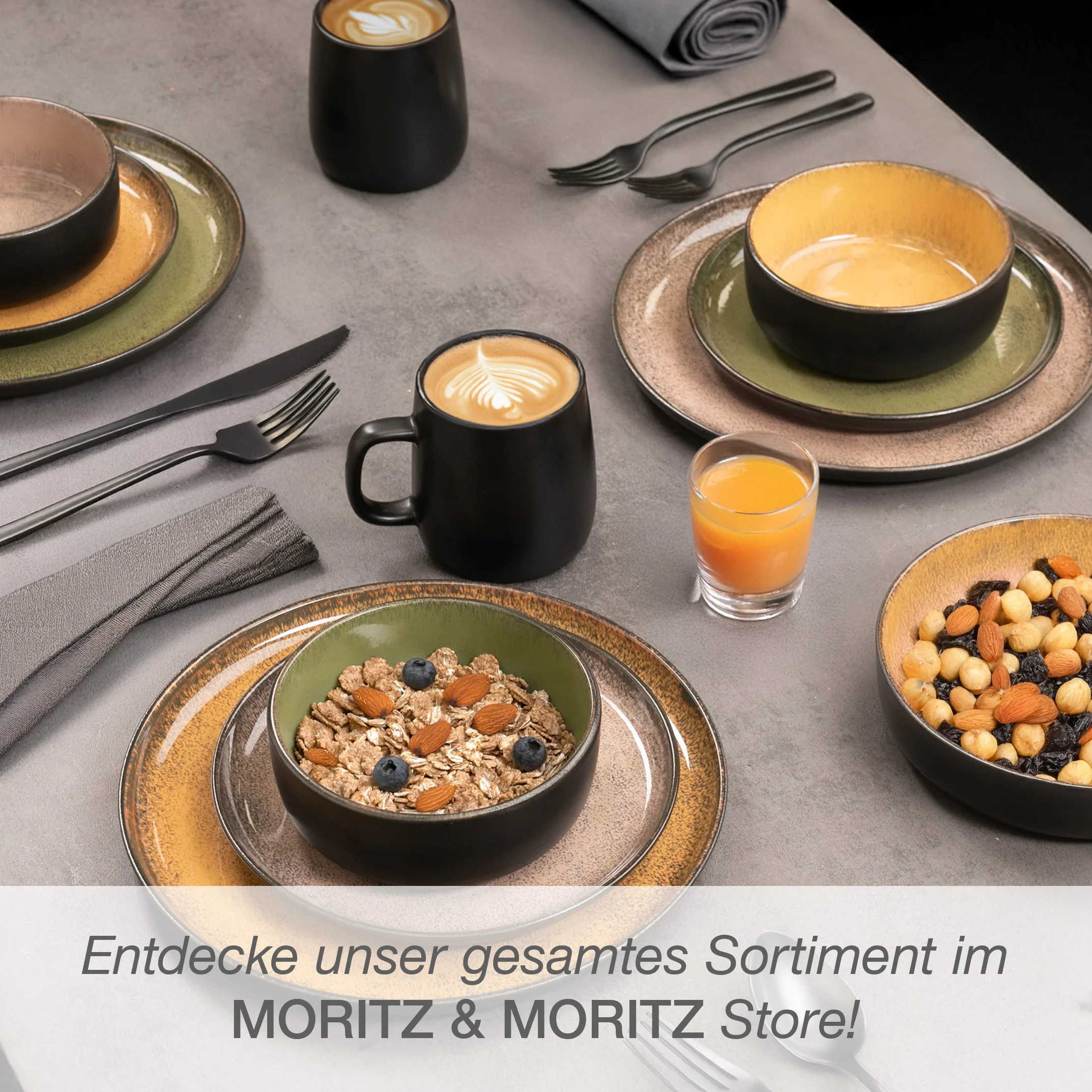 VIDA Kaffeebecher Set 6-teilig Schwarz, komplett vor weißem Hintergrund