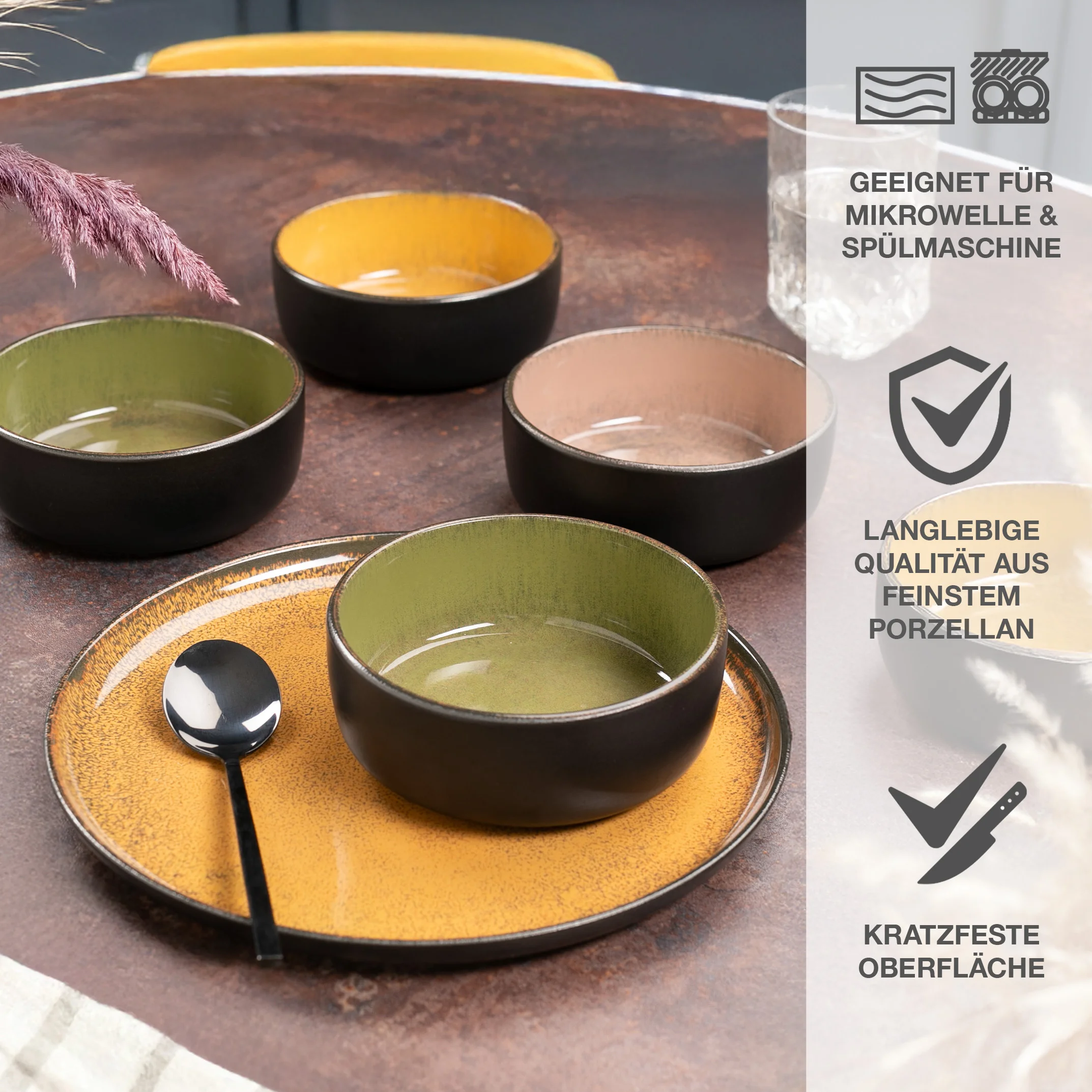 VIDA 6-teilig Müslibowl – Set Vintage, im Geschirrkorb der Spülmaschine