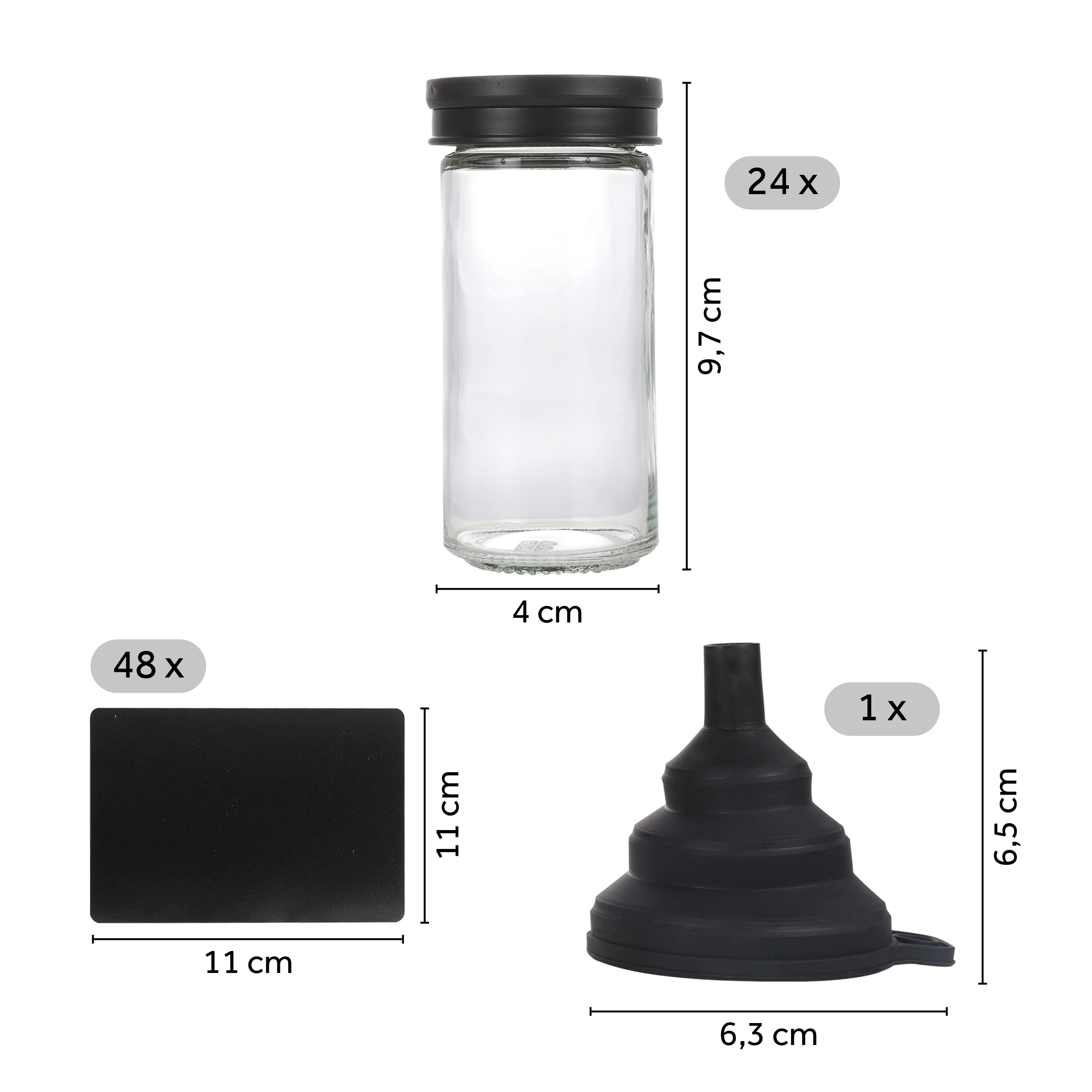 Gewuerzglaeser 24er Set mit 80 ml 01, 24-teilig, vor weißem Hintergrund