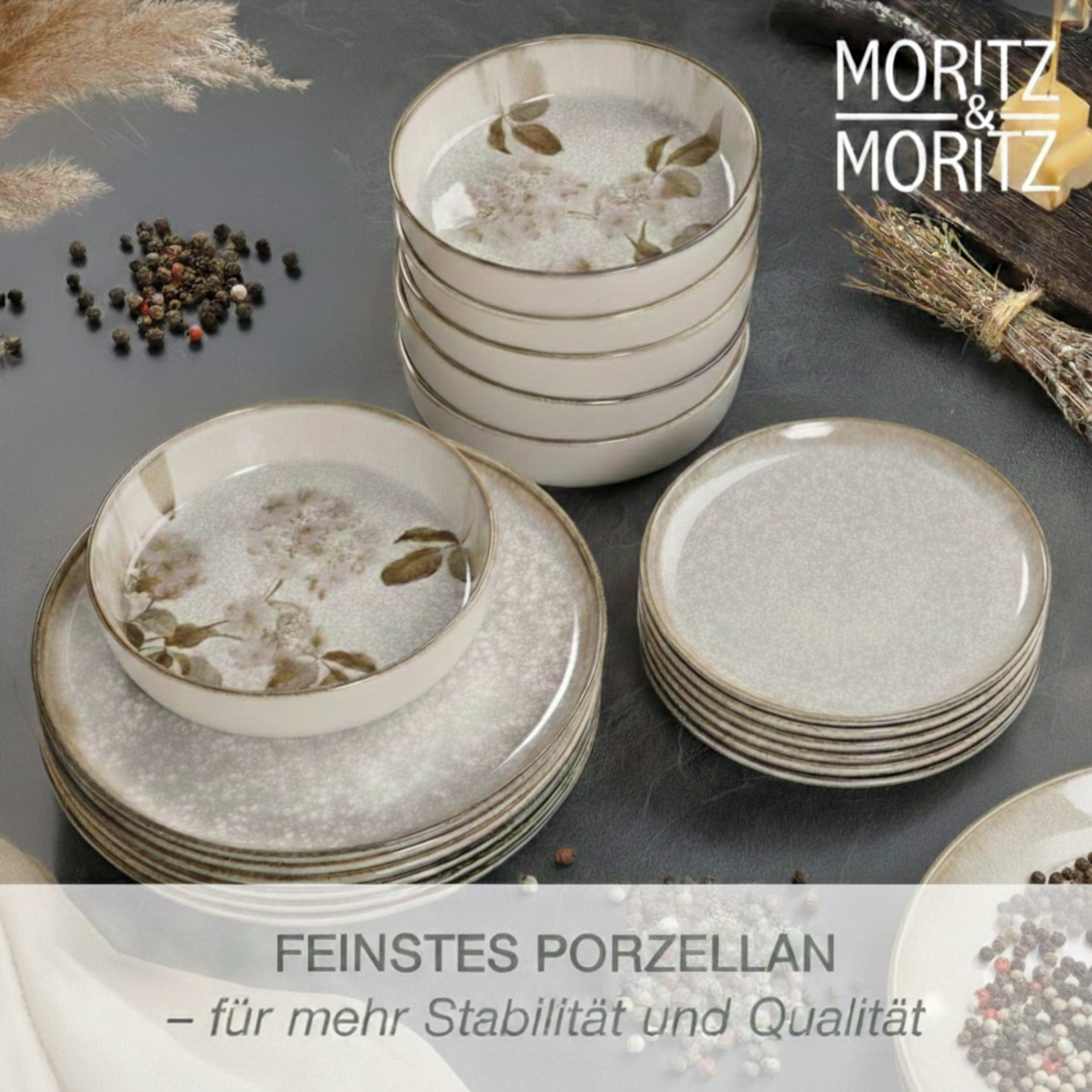 BLOSSOM Geschirrset mit Tassen 24-teilig