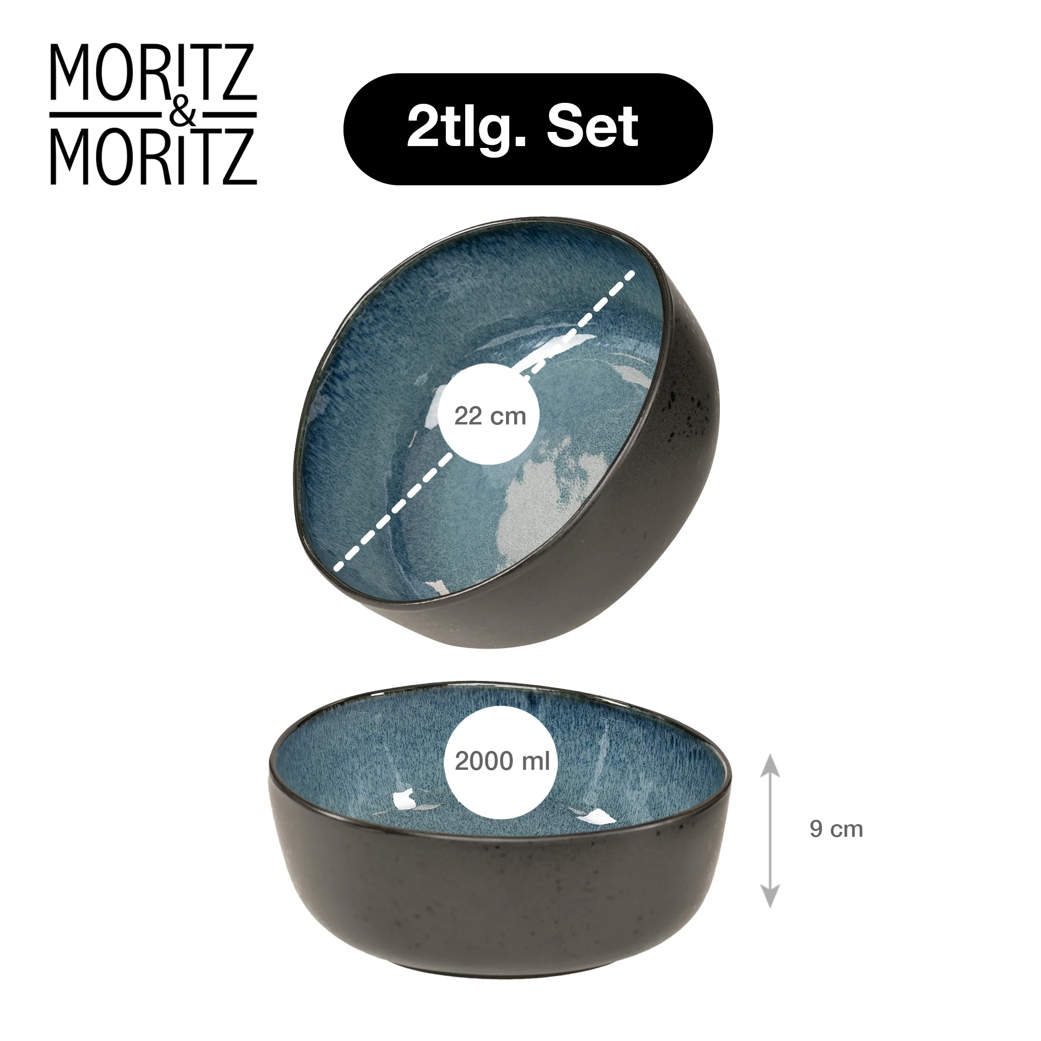 ORGANIC Servierschale 2-teilig Blau ORGANIC Servierschale 2-teilig Blau