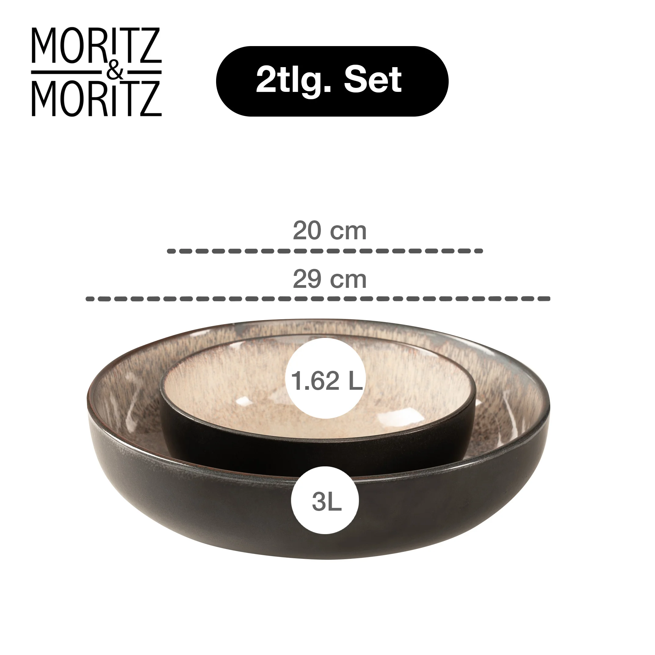 VIDA Servierschale 2-teilig Beige