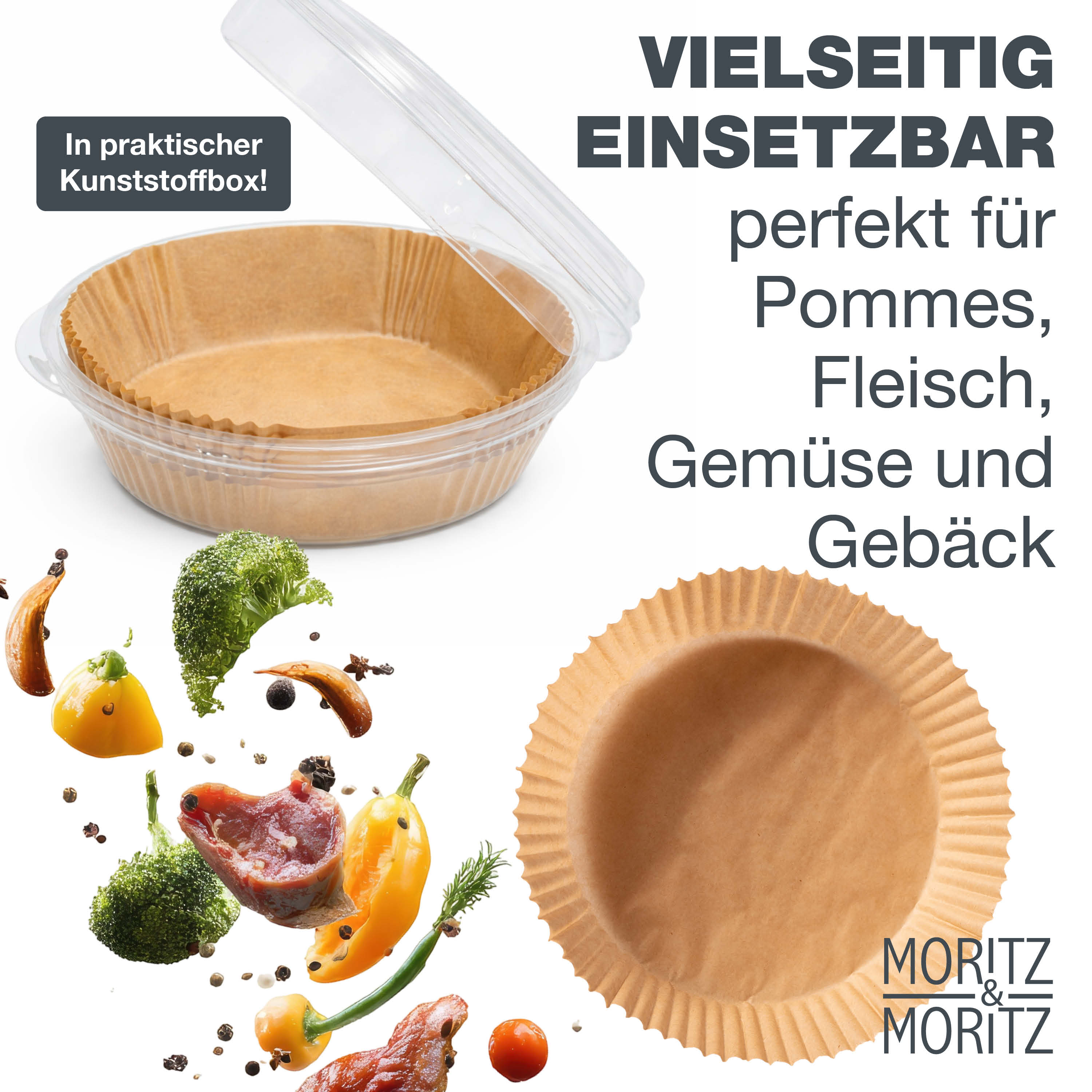 Airfryer Backpapier Rund Ø 16 cm (unten 16 cm, oben 20,5 cm)