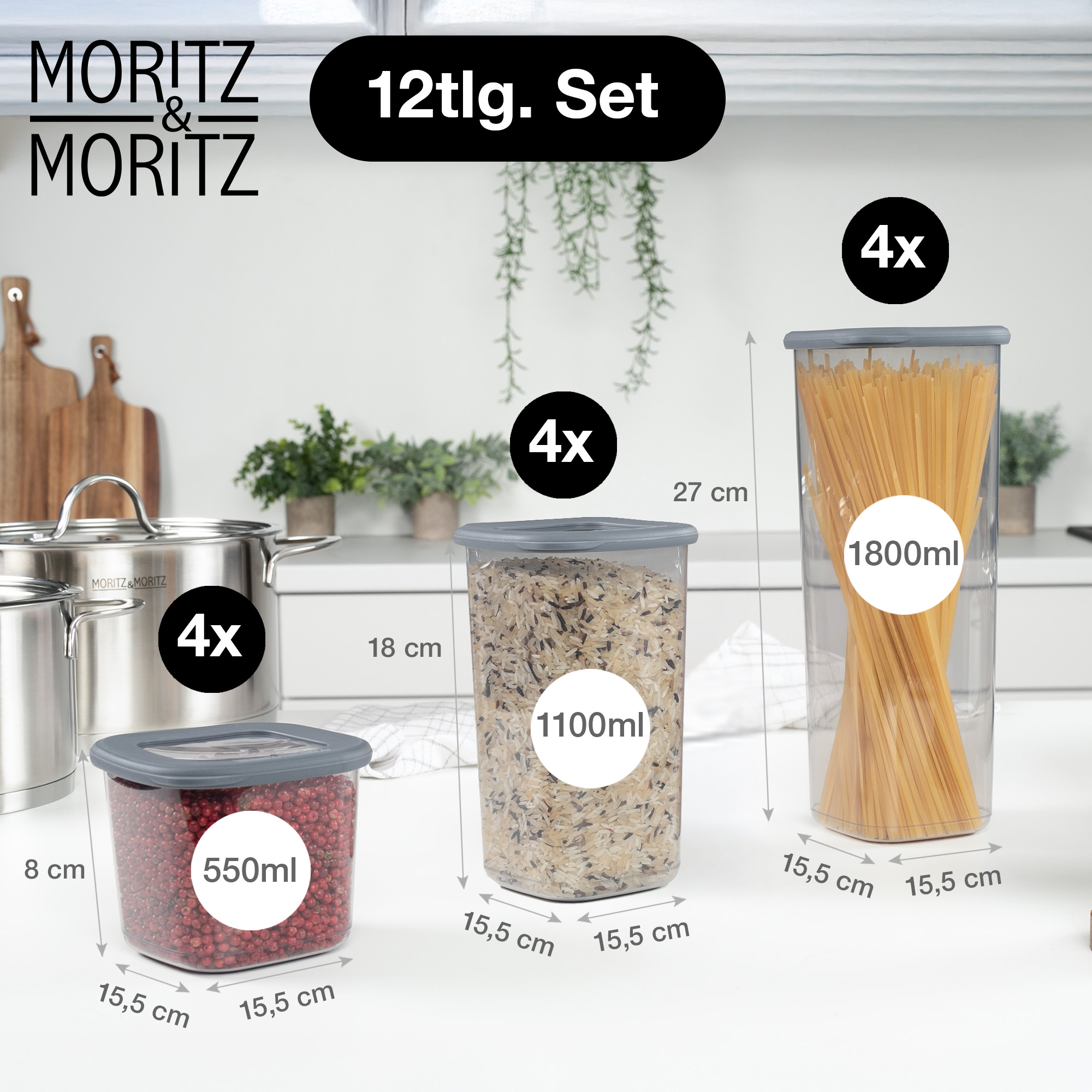 12er Vorratsdosen Set mit Deckel