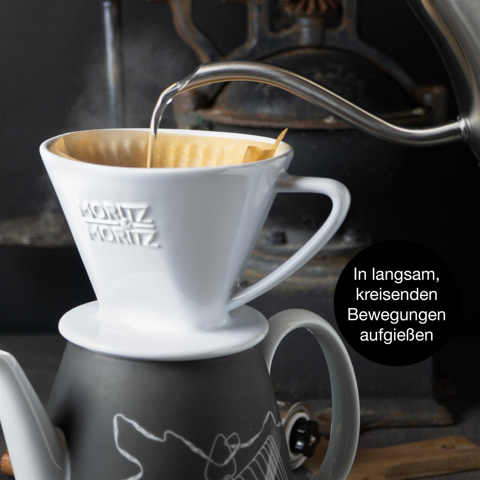 Kaffeefilter in Grün, in der Hand gehalten