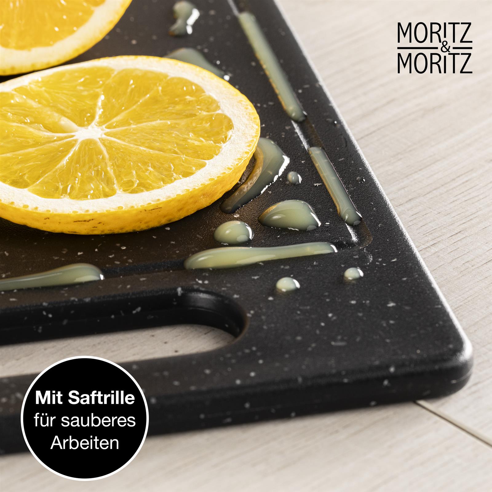 Schneidebrett Granit Schwarz 2er Set Klein mit Saftrille - Küchenzubehör aus Material