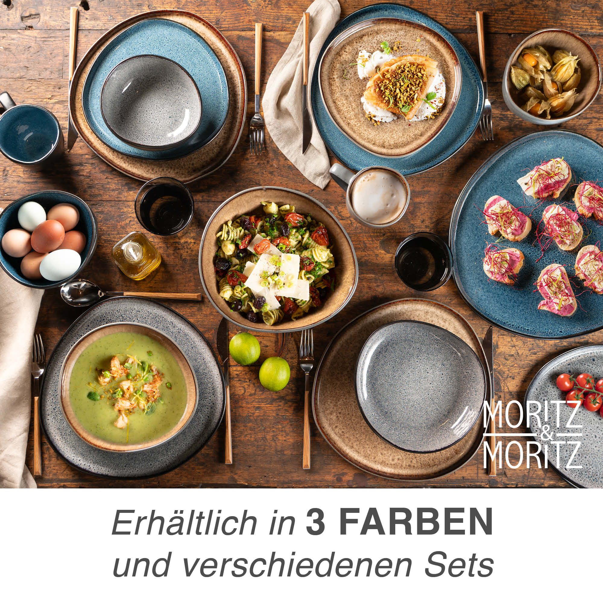 ORGANIC 24-teilig Geschirrset mit Tassen Beige