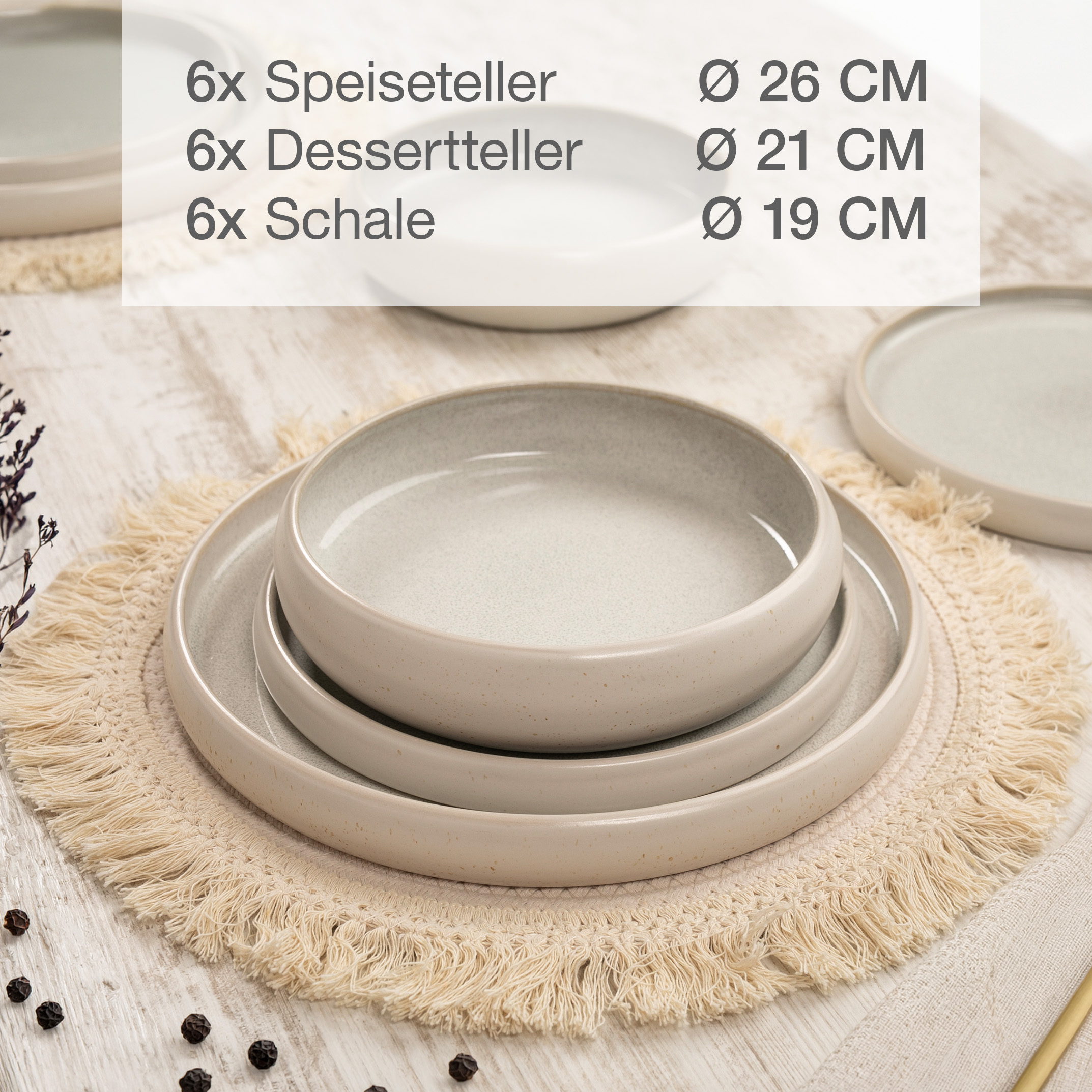 SOLID UNI Geschirrset 18-teilig Creme