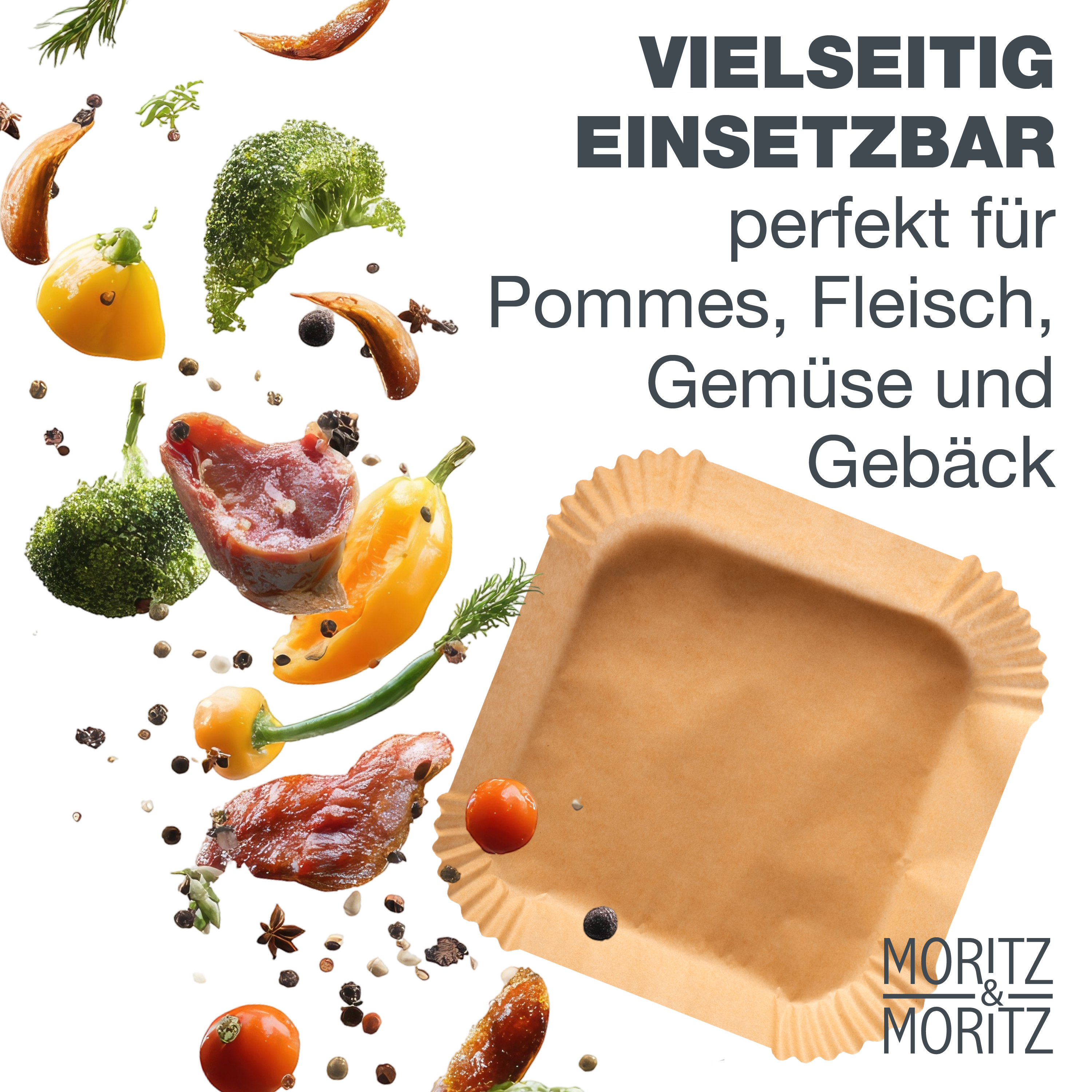 Airfryer Backpapier Quadrat 20x20 cm - 125 Stück