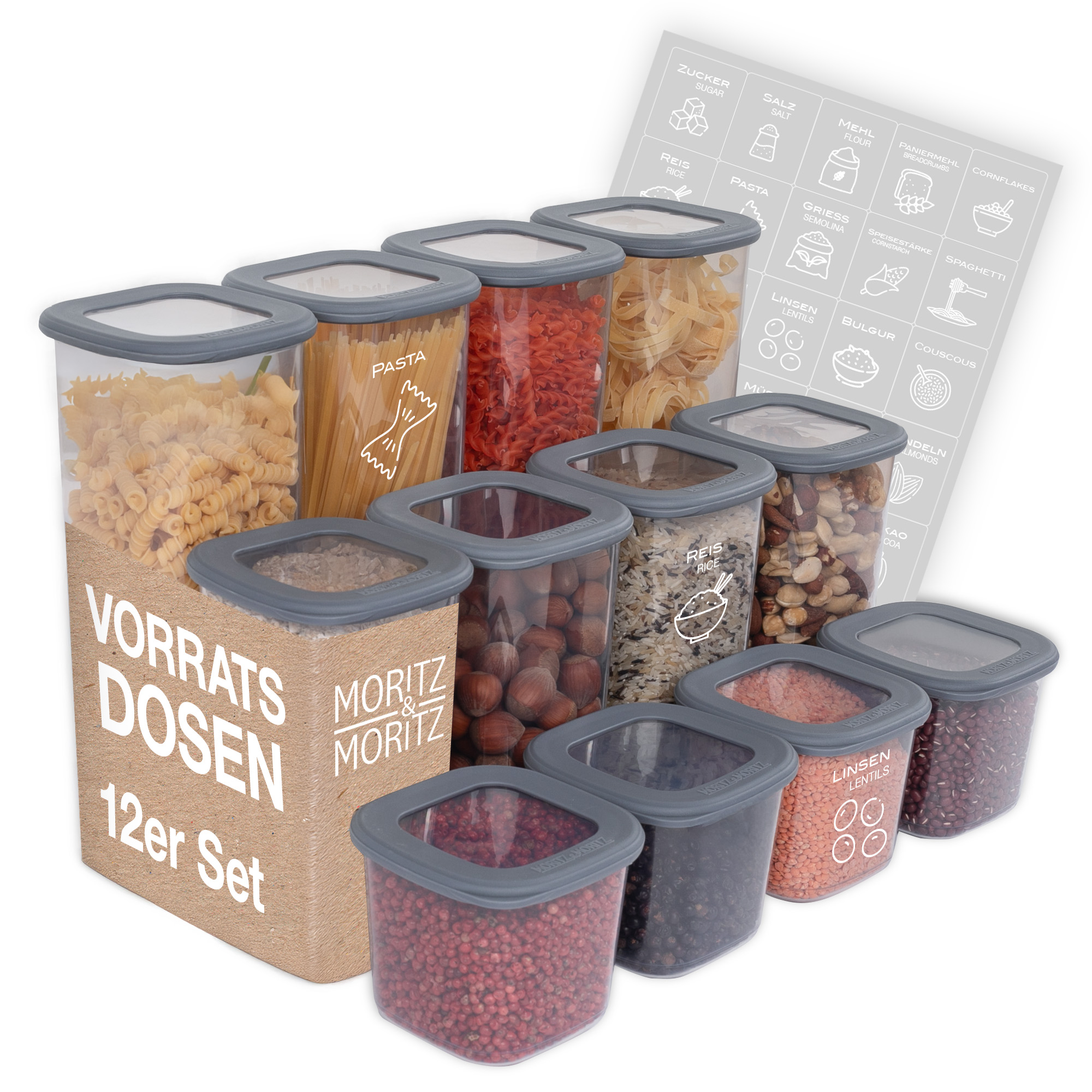 12er Vorratsdosen Set mit Deckel