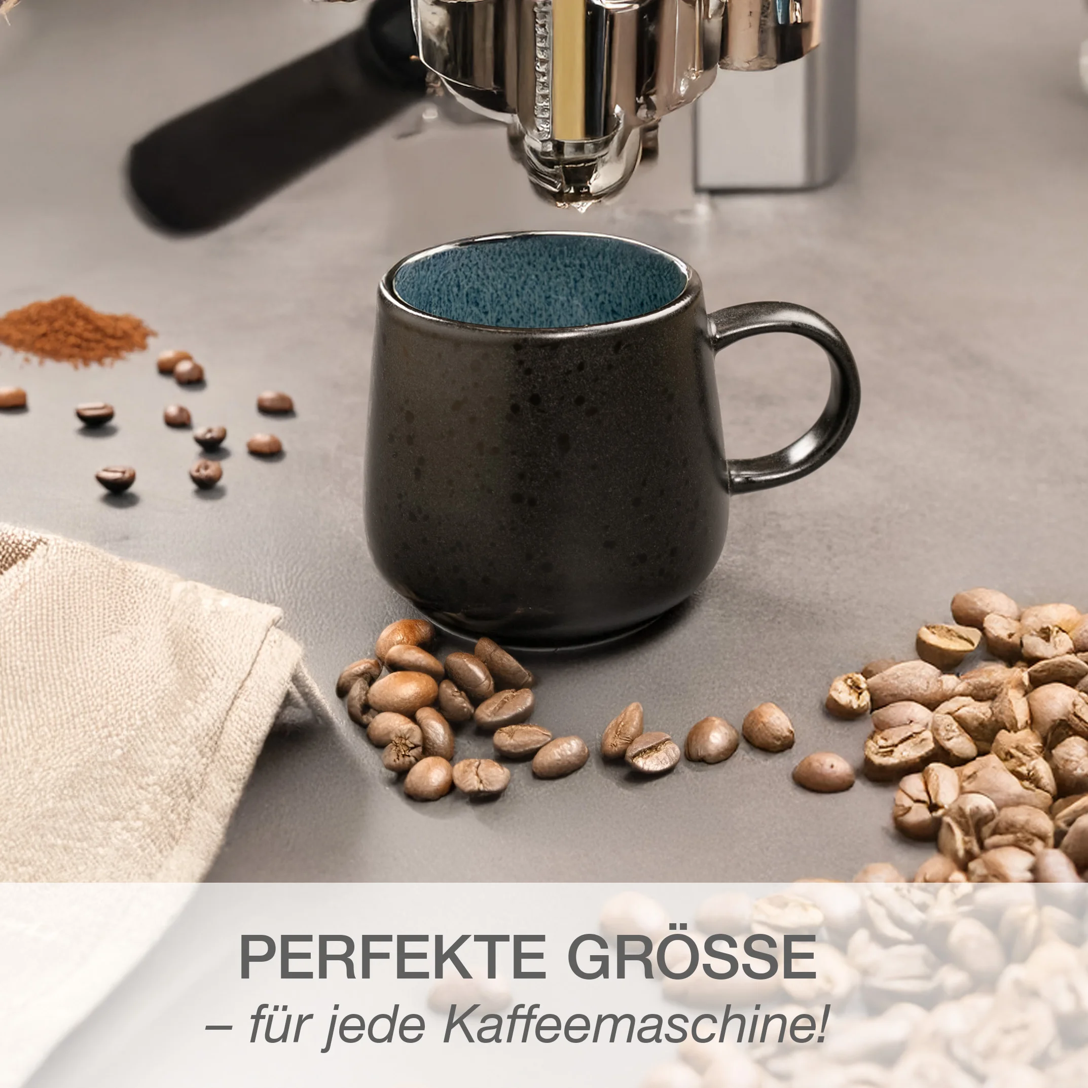 SOLID Kaffeebecher 6-teilig Blau, im Geschirrkorb der Spülmaschine