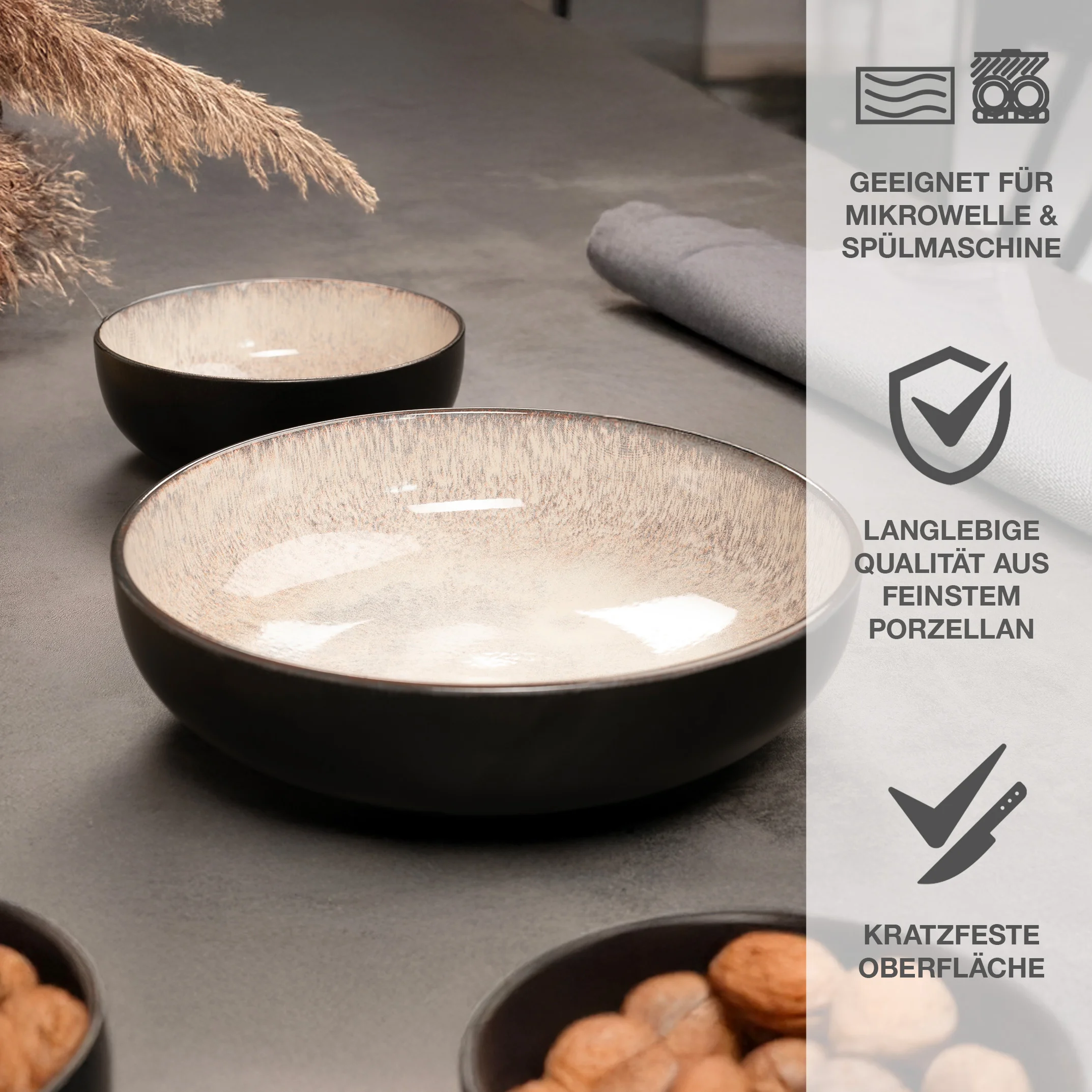 VIDA Servierschale 2-teilig Beige