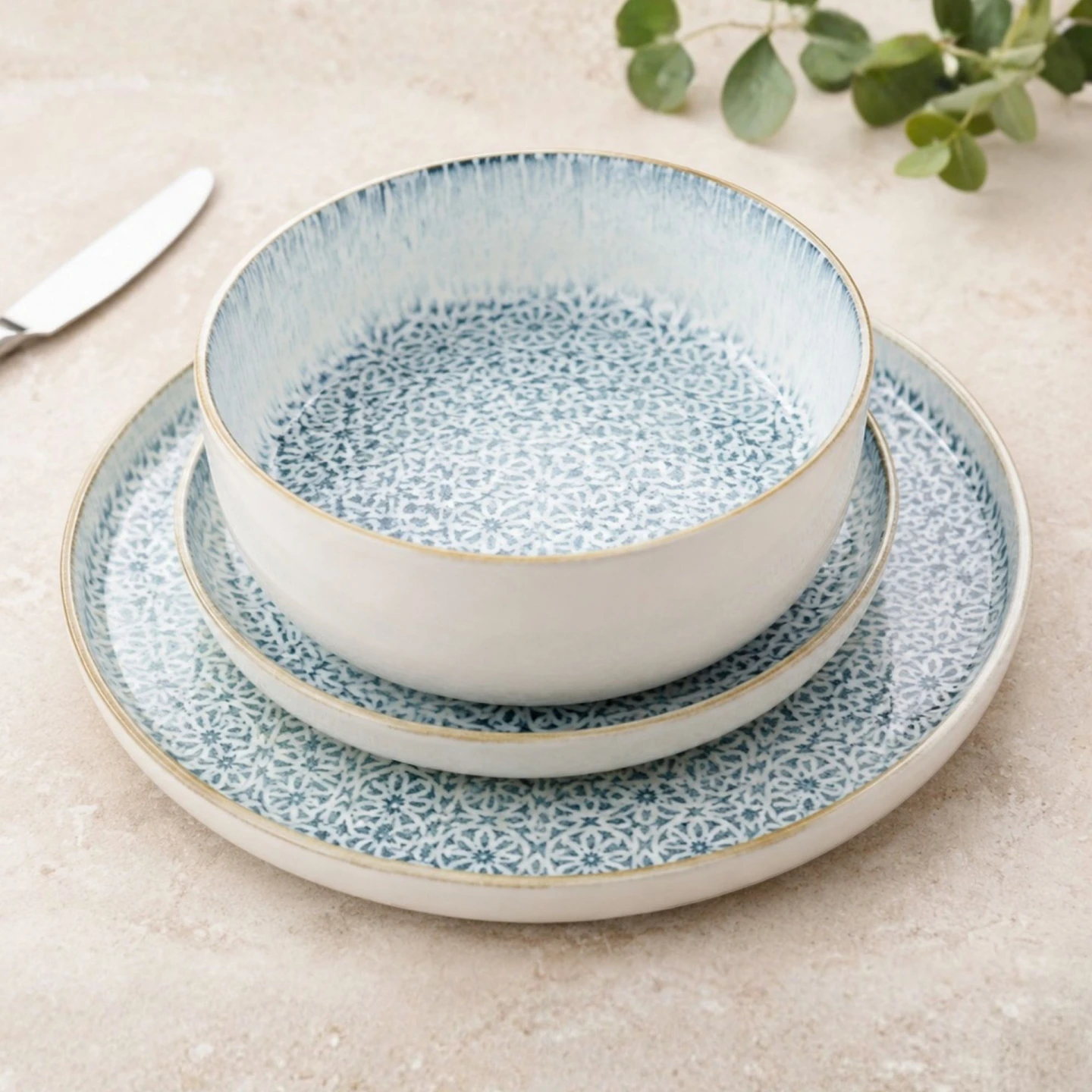 ALHAMBRA Geschirrset 18-teilig für 6 Personen Blau