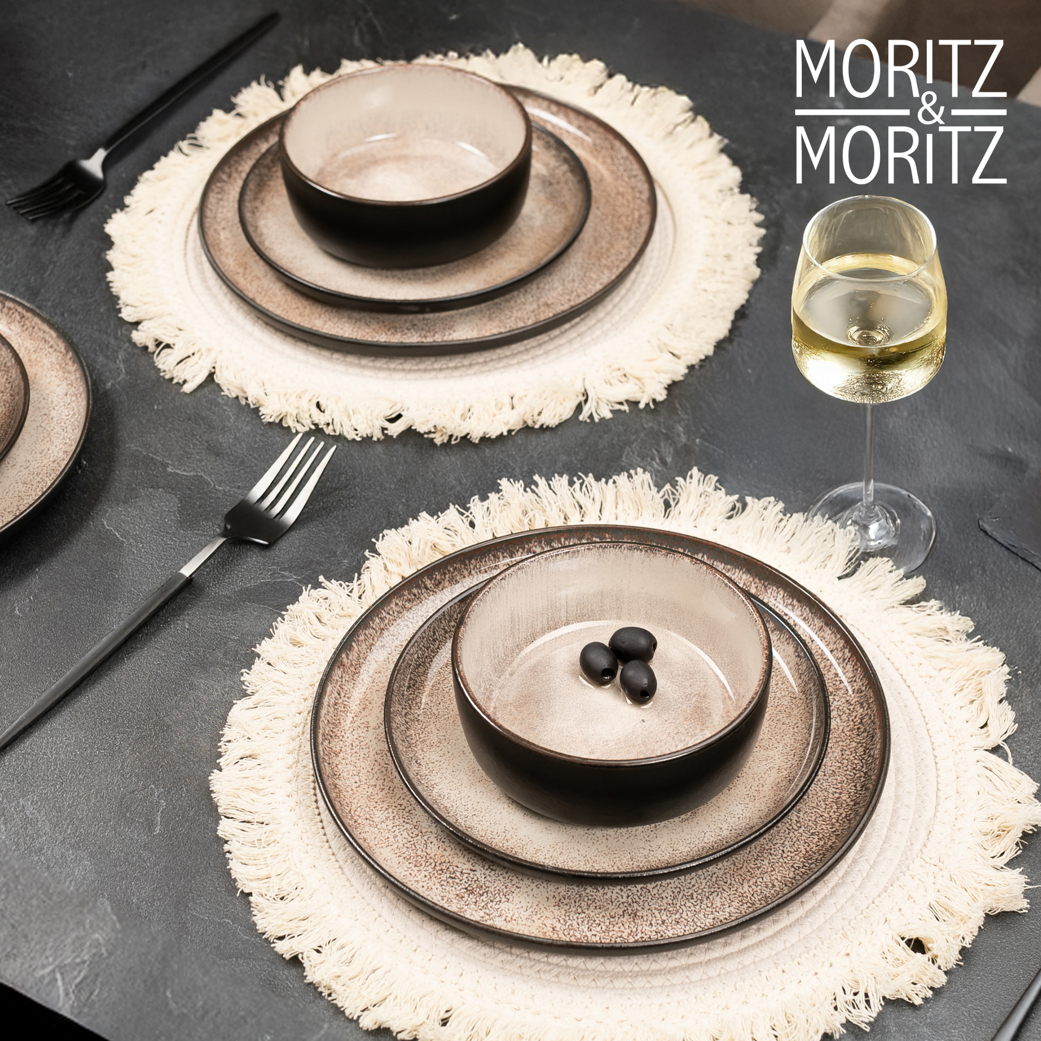 VIDA 24-teilig Geschirrset mit Müslibowls Beige