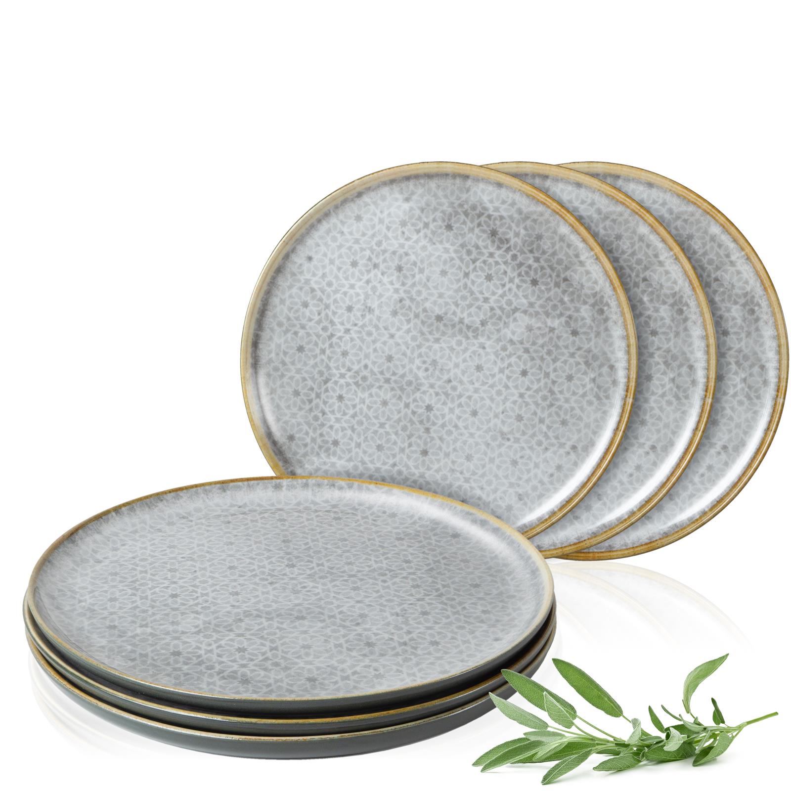 Mediterraner grauer Dinnerteller, 6-teiliges Set