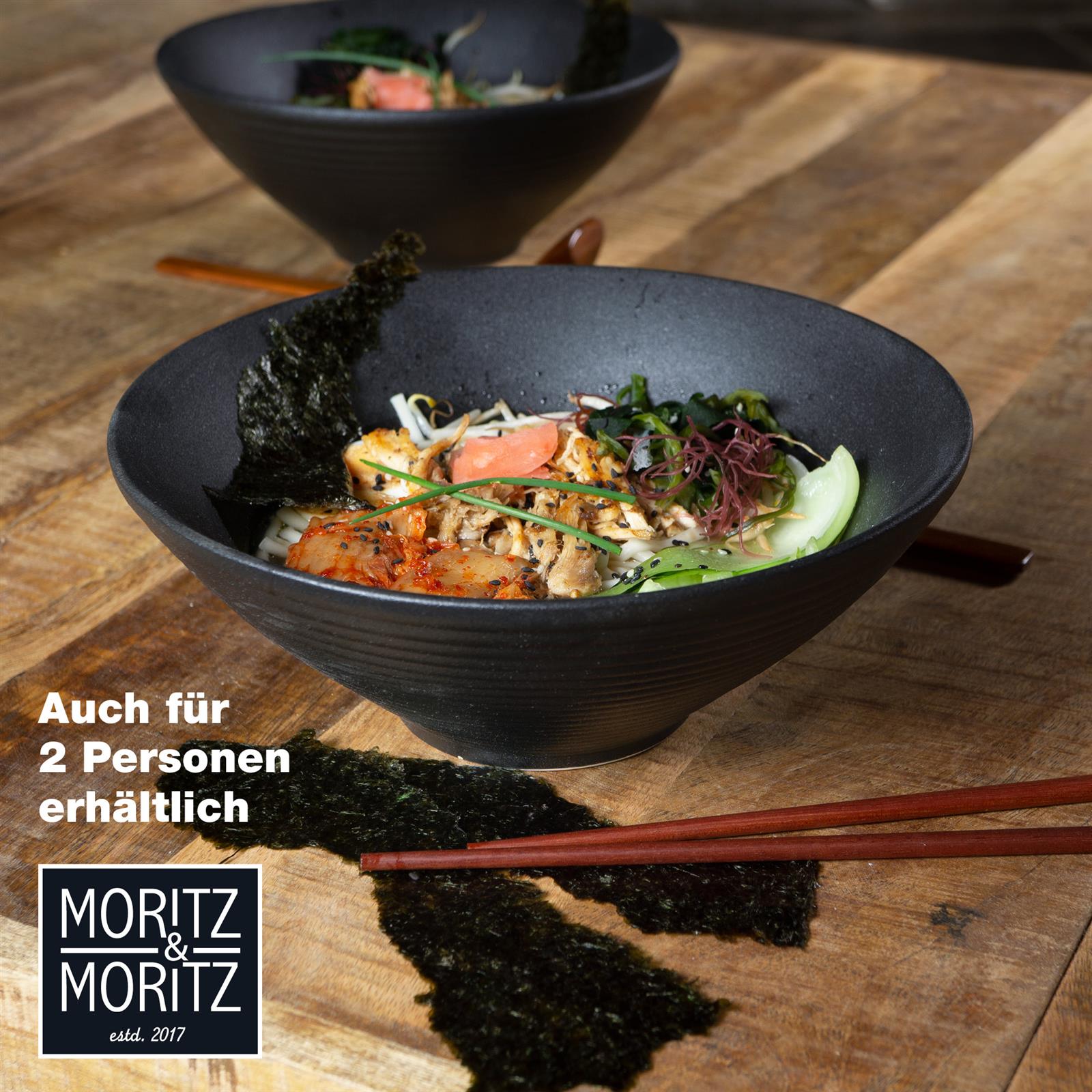 Ramenschale in Schwarz, Schwarze Gourmet-Ramen-Schalen, 4er Set