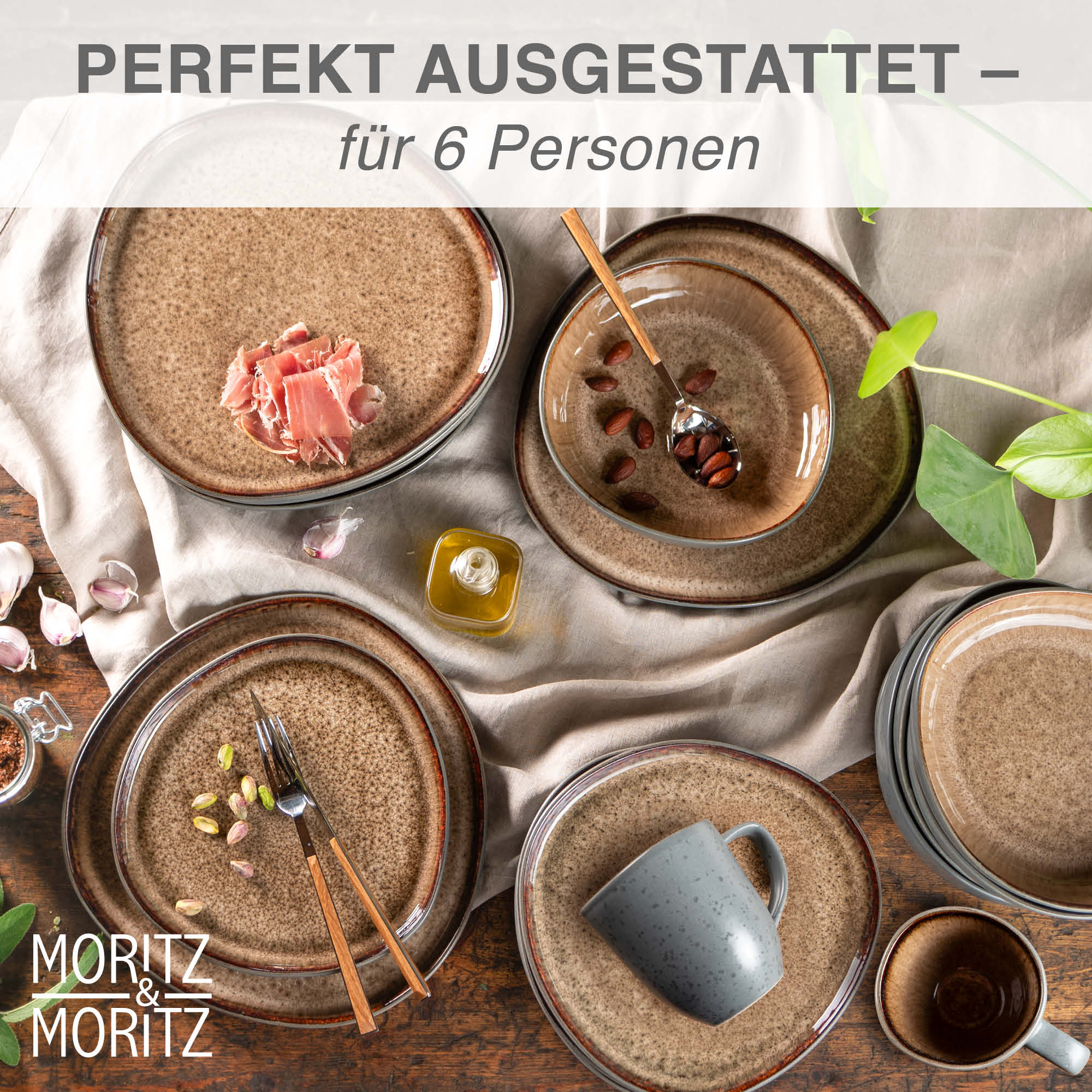 ORGANIC 24-teilig Geschirrset mit Tassen Beige