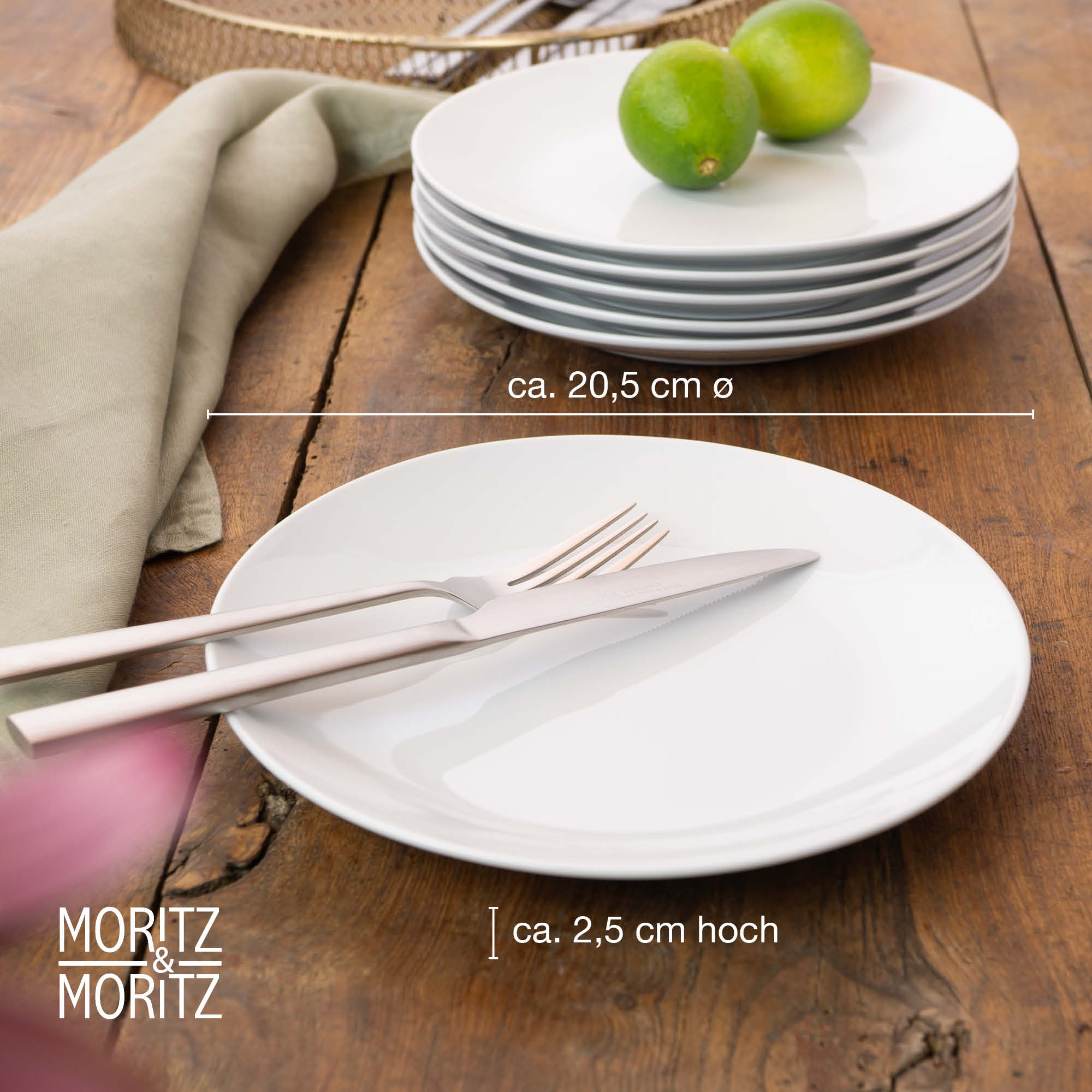 6er-Set weiße Frucht-Eierstuhl-Eckseller von Moritz und Moritz 6-tlg. weißes Frühstücksteller-Set von Moritz & Moritz in eleganter eckiger Form