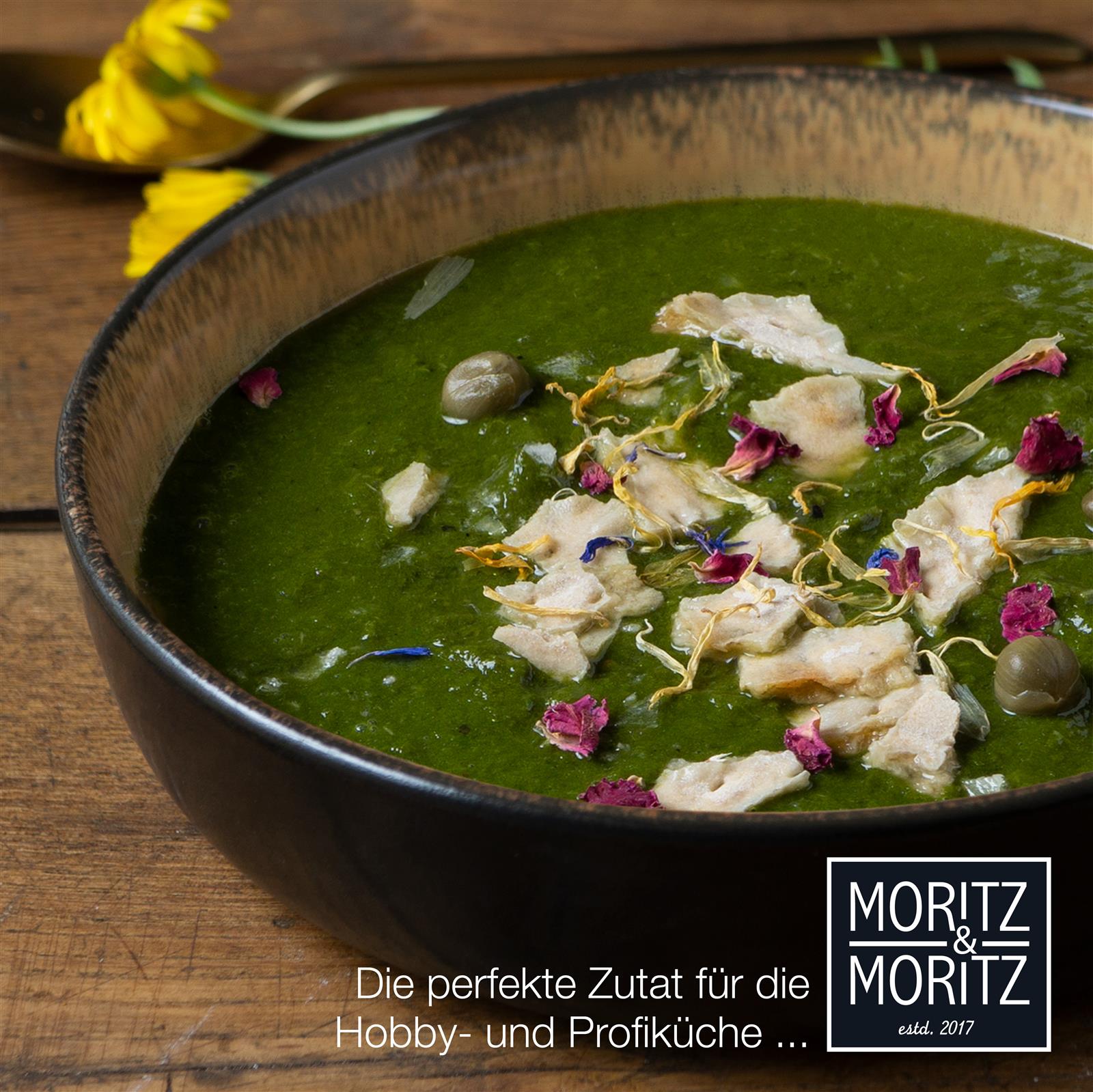 Sechsteiliger Gourmet-Suppenteller-Set „Vintage“ in gedecktem Blau- und Grauton