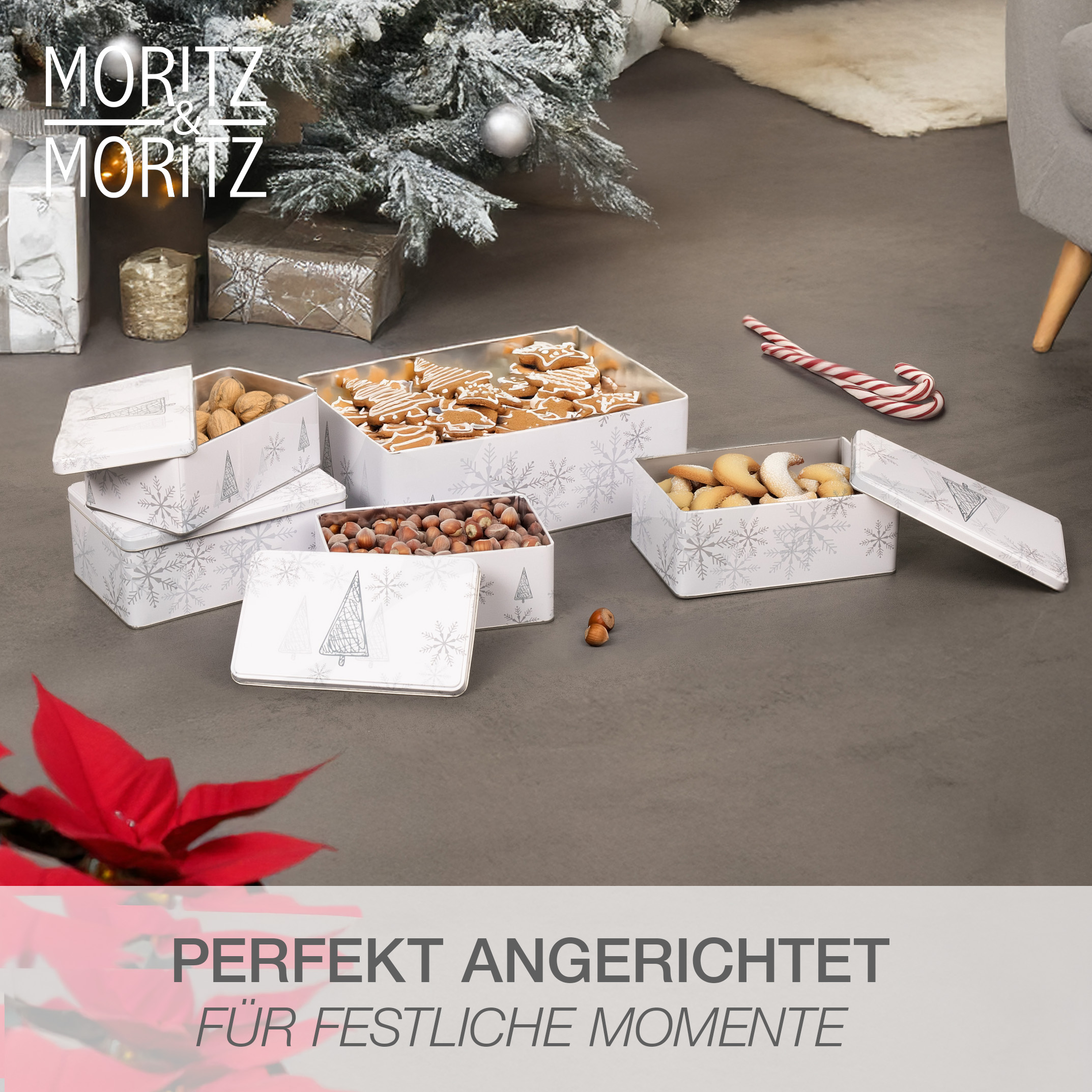 Weihnachts Keksdose 5-teilig Eckig