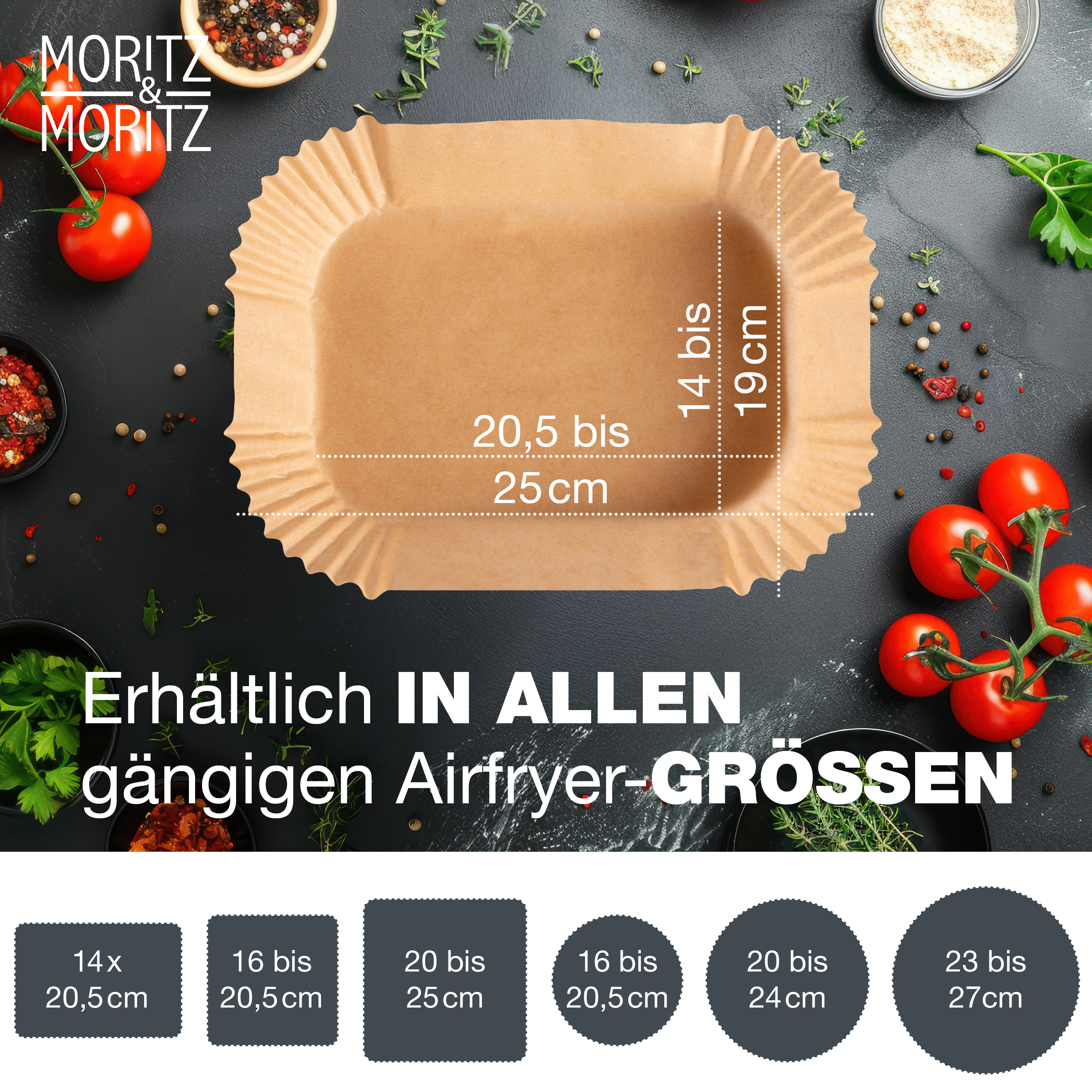 Airfryer Backpapier Rechteckig 20,5x14 cm