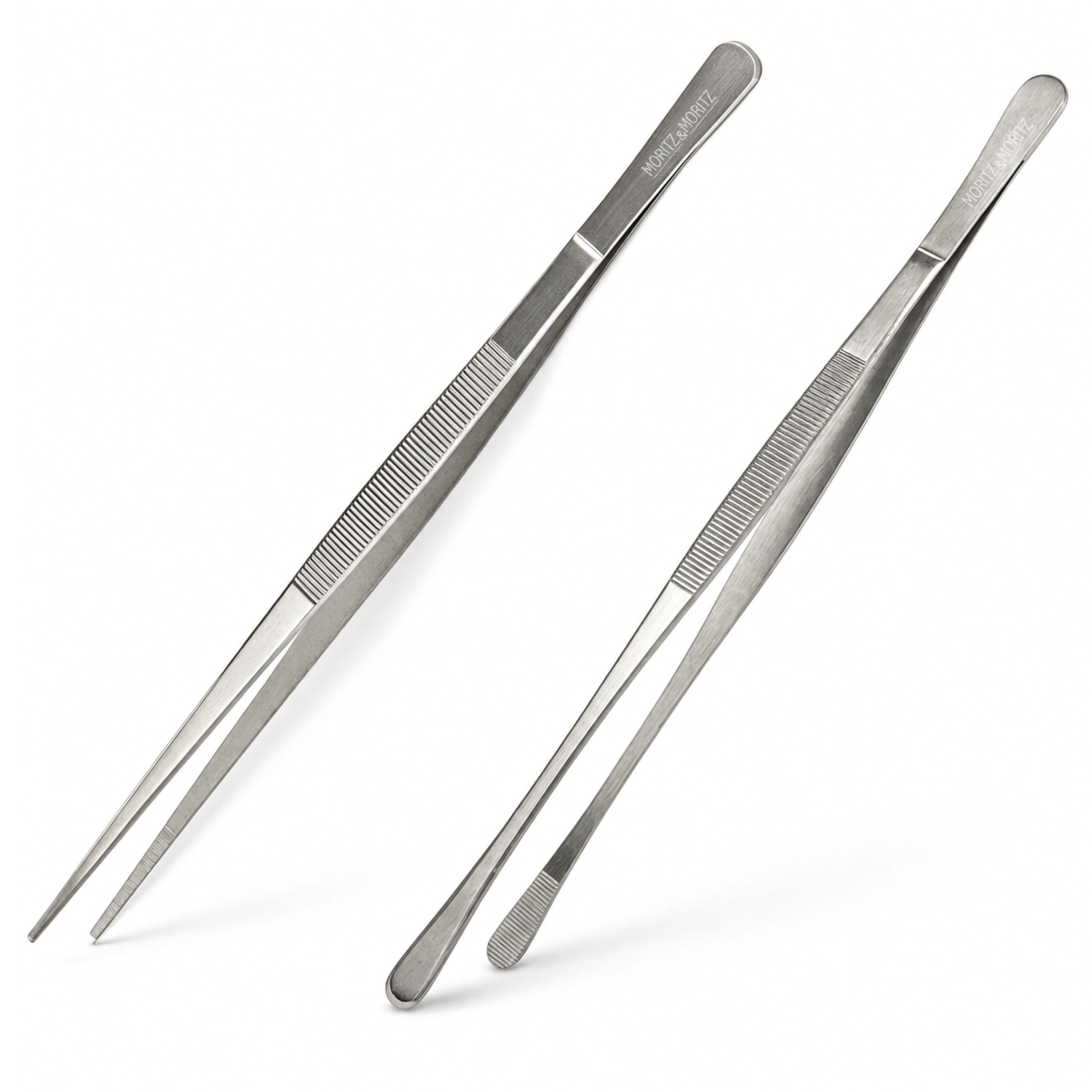 Kochpinzette Set 2-teilig, 30 cm – spitz und rund aus Edelstahl