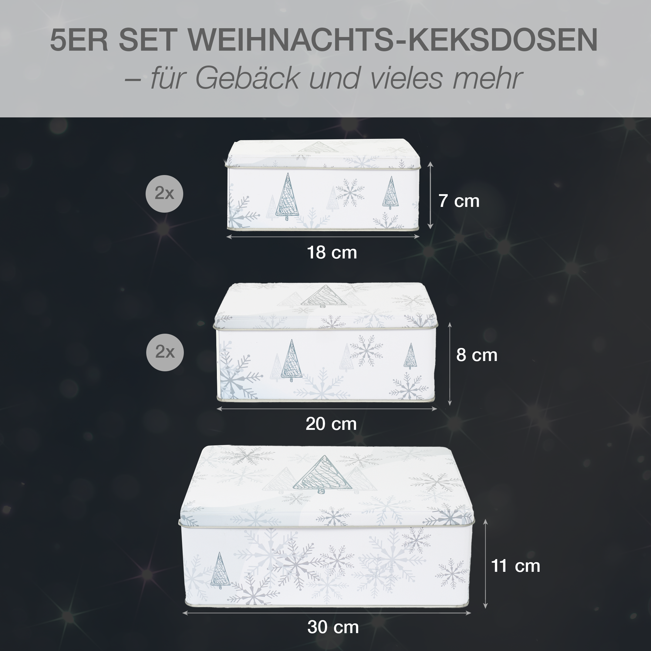 Weihnachts Keksdose 5-teilig Eckig