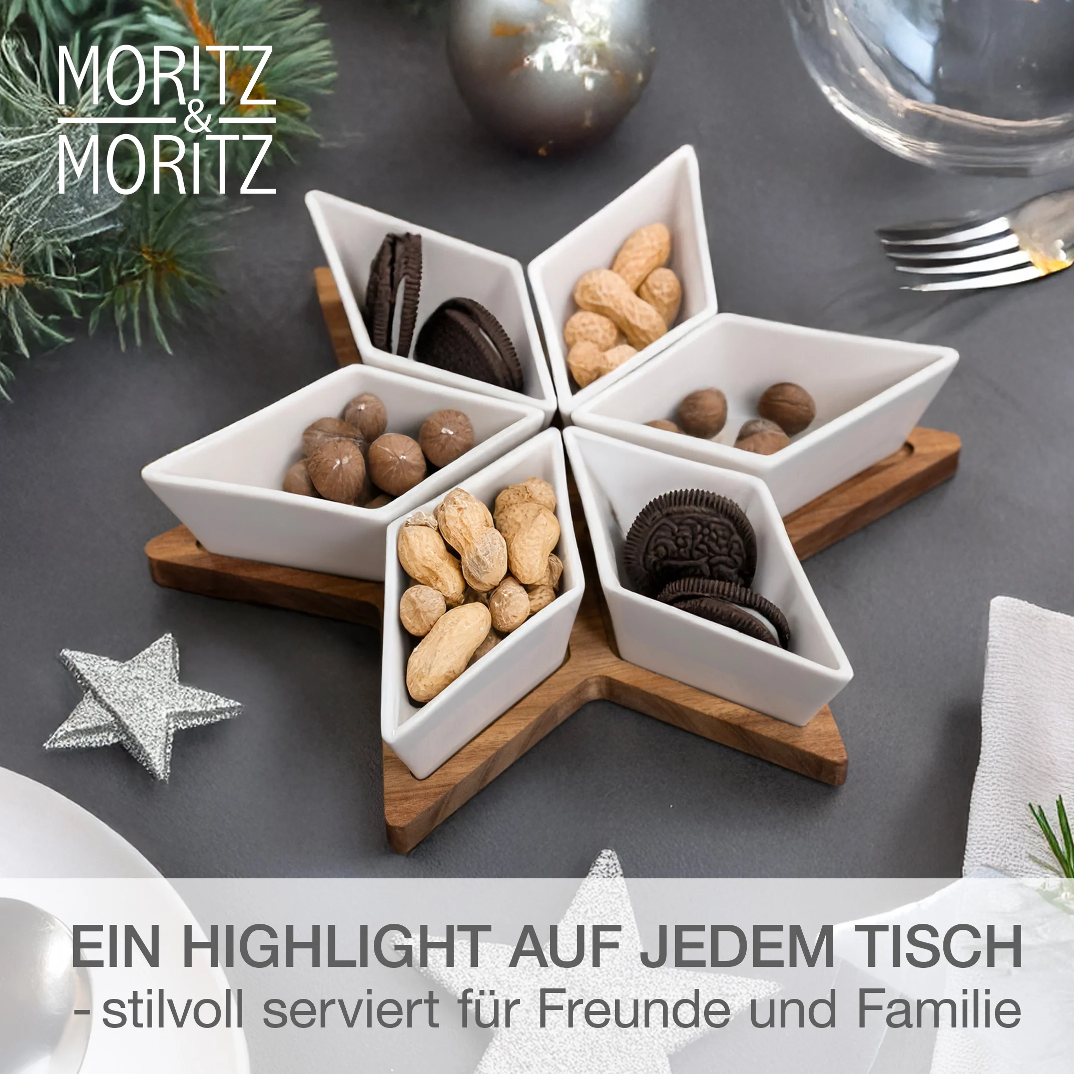 Servierschalen Set Sterne 7-teilig, in der Hand gehalten