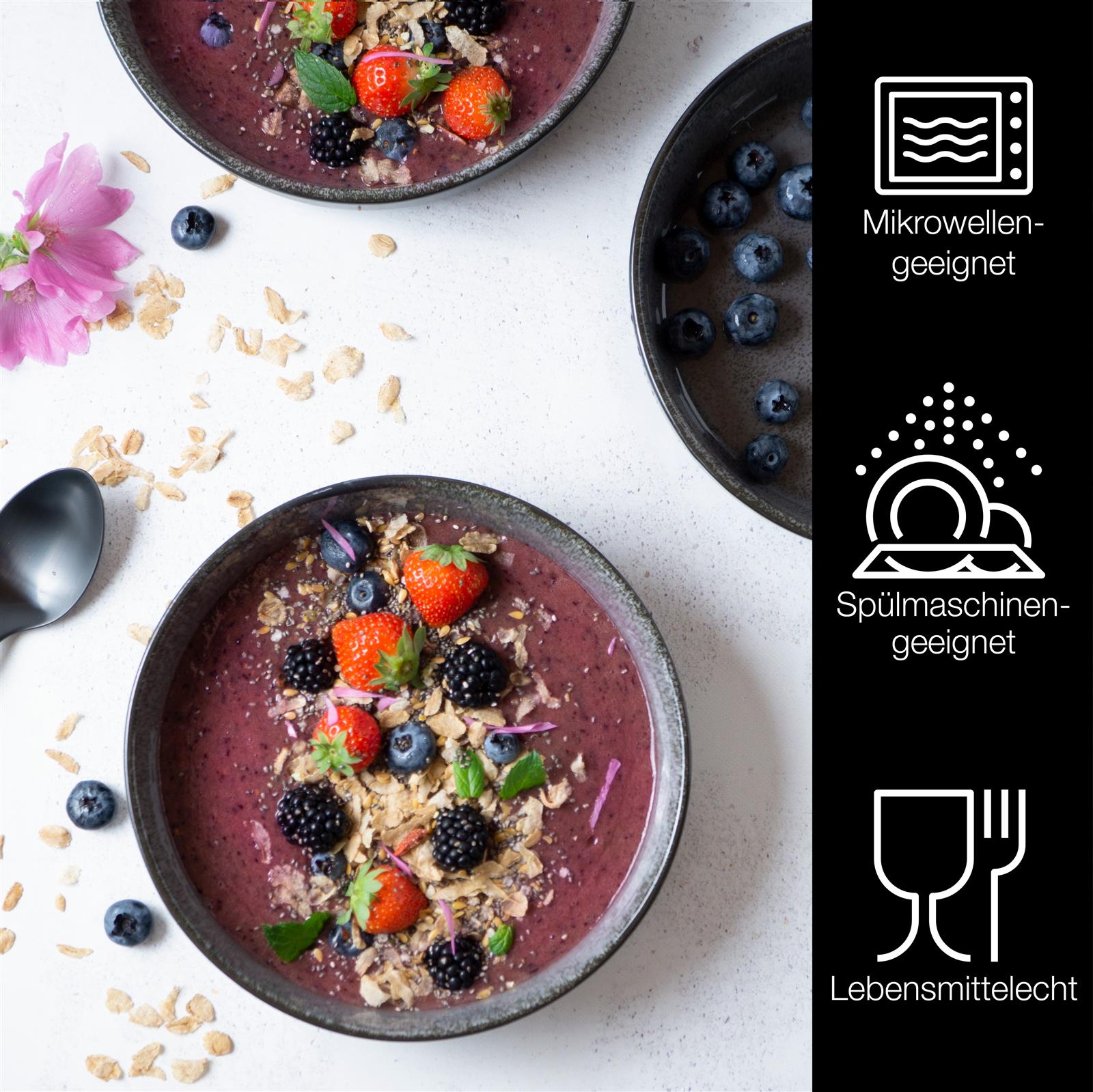 Schale in Anthrazit, Sechsteilige Salat-Bowl-Set in Anthrazit - und Schüsseln für frische Salate und Tischdekorationen