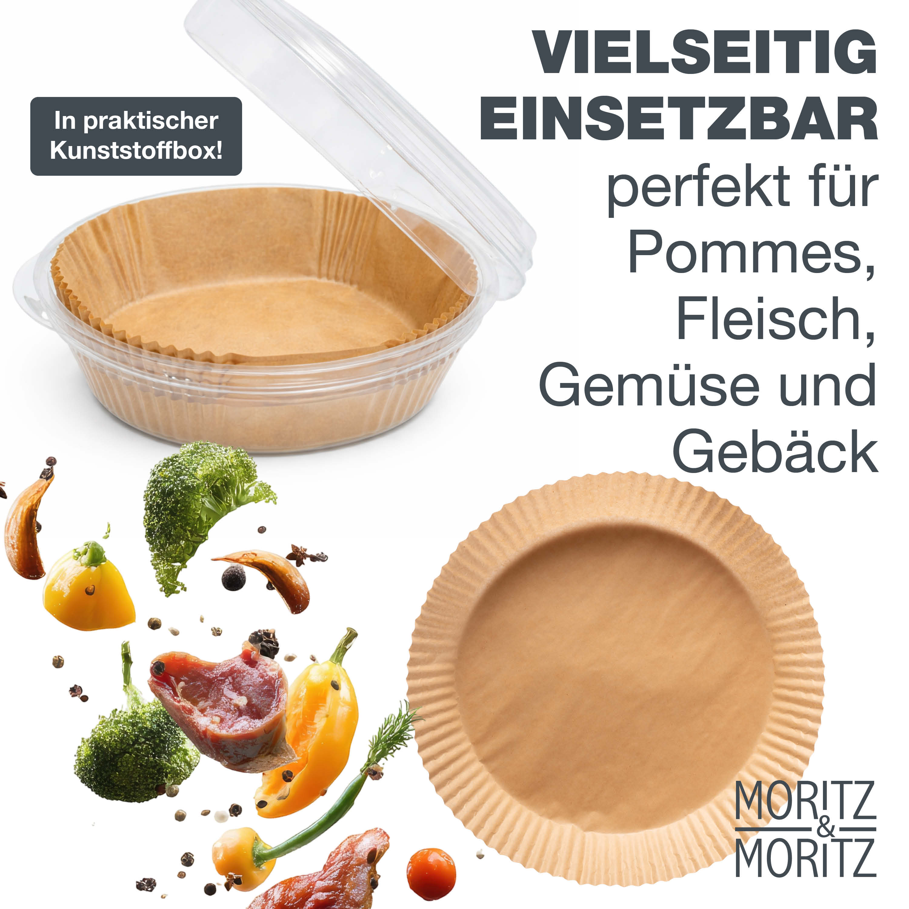 Airfryer Backpapier Rund Ø 23 cm (unten 23 cm, oben 27 cm)