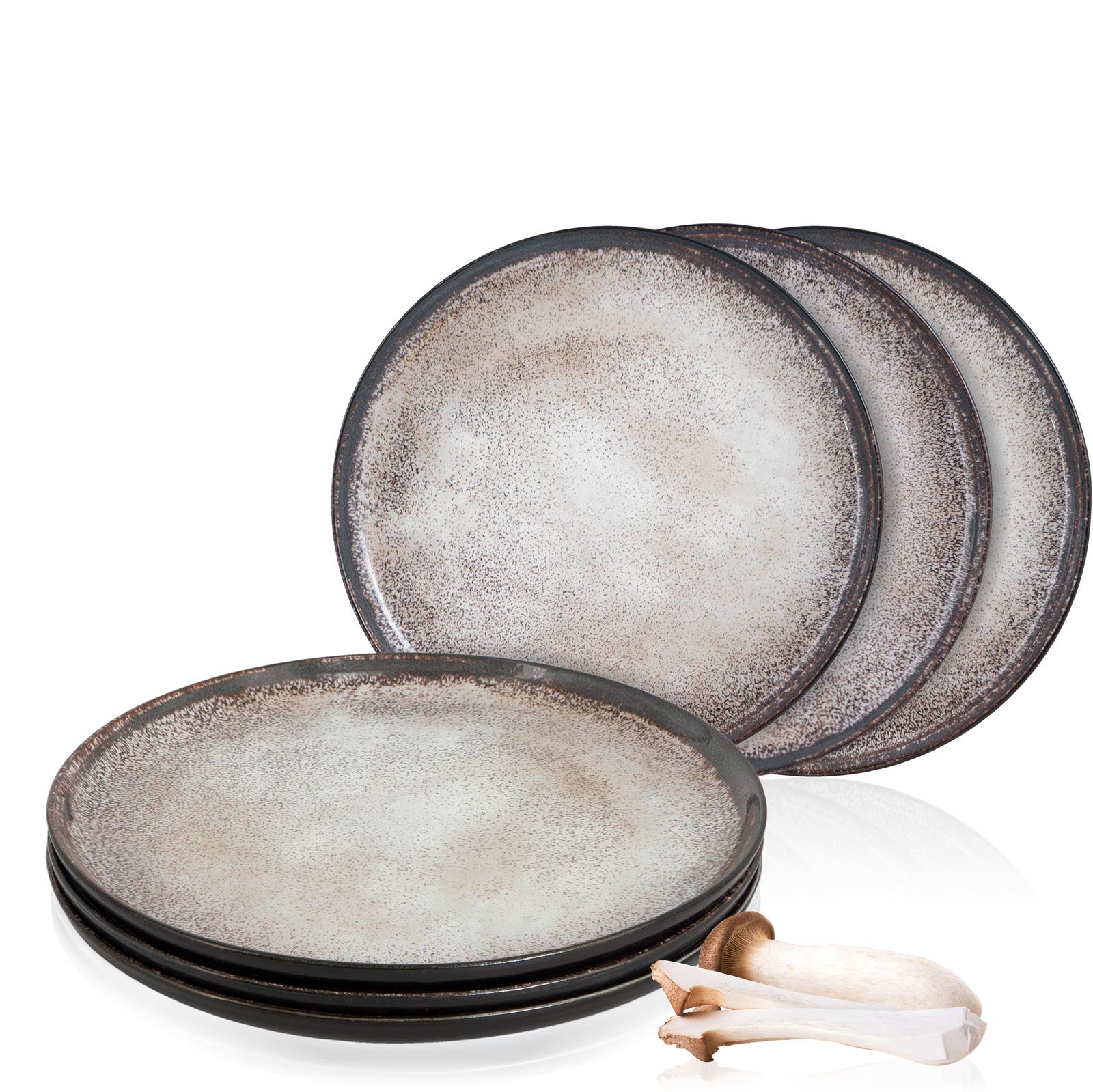 6-teiliges Gourmet-Dinnerteller-Set in Beige – Stilvolles Porzellan-Geschirr für jeden Anlass Sechsteiliges Gourmet-Dinnerteller-Set in Beige von Moritz & Moritz, bestehend aus flachen, runden Tellern mit sanftem Farbverlauf und feiner Struktur, stilvoll arrangiert auf hellgrauem Untergrund – modernes, elegantes Geschirr für stilbewusste Tischdeko
