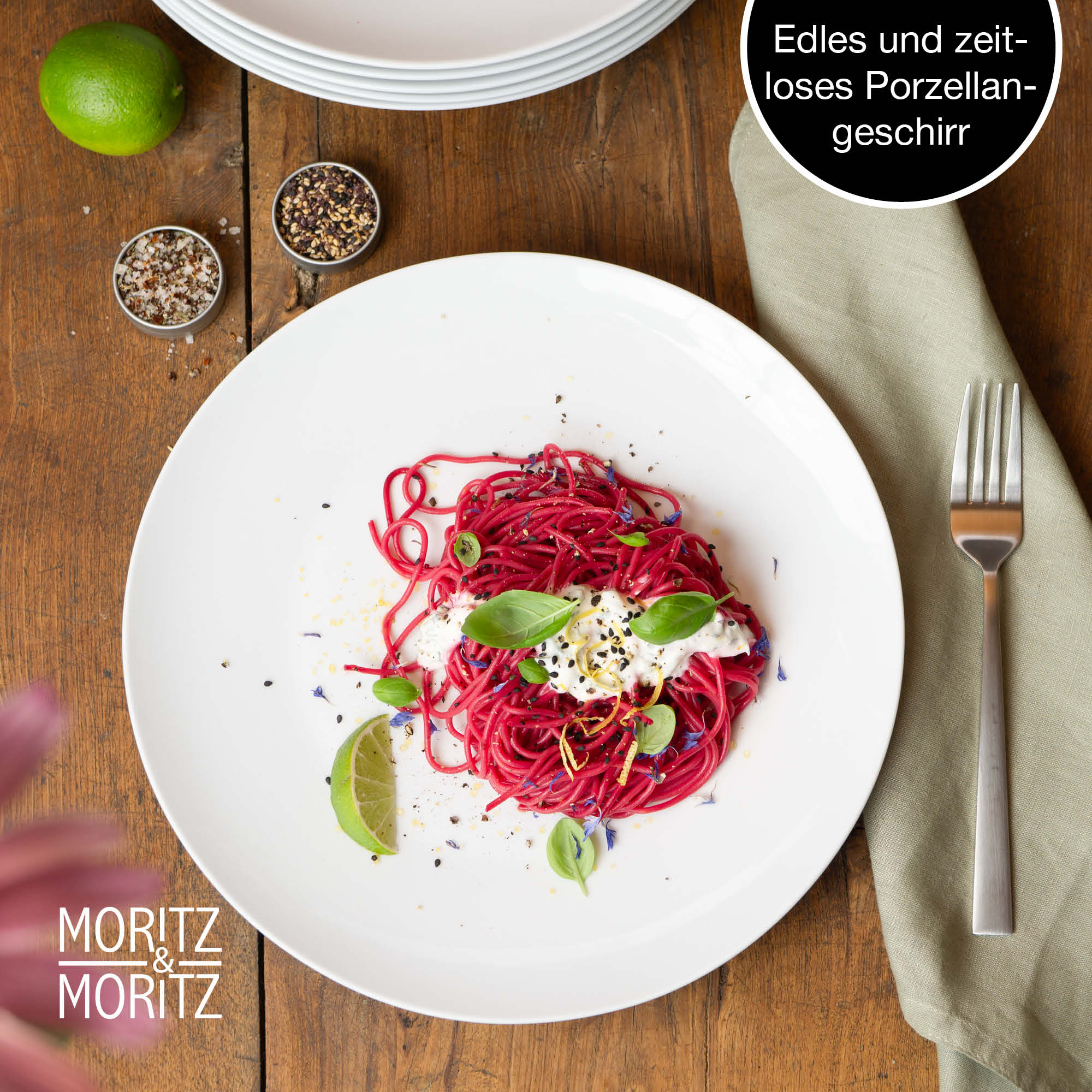 Speiseteller in Weiß, 6er-Set weiße Dinnerteller, Porzellan mit glänzendem Finish