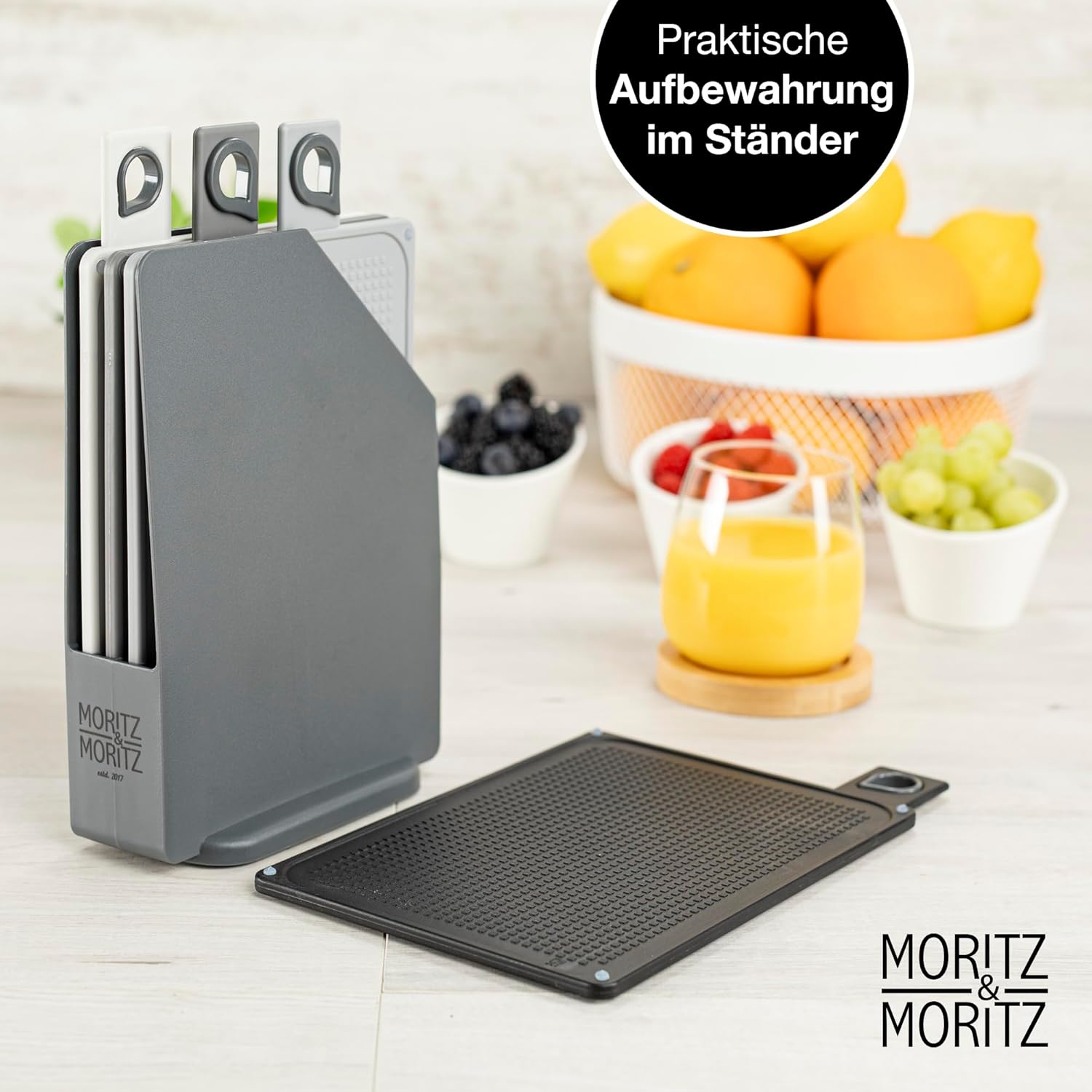 4x Schneidebrett mit Ständer – 20,5 x 14,5 cm