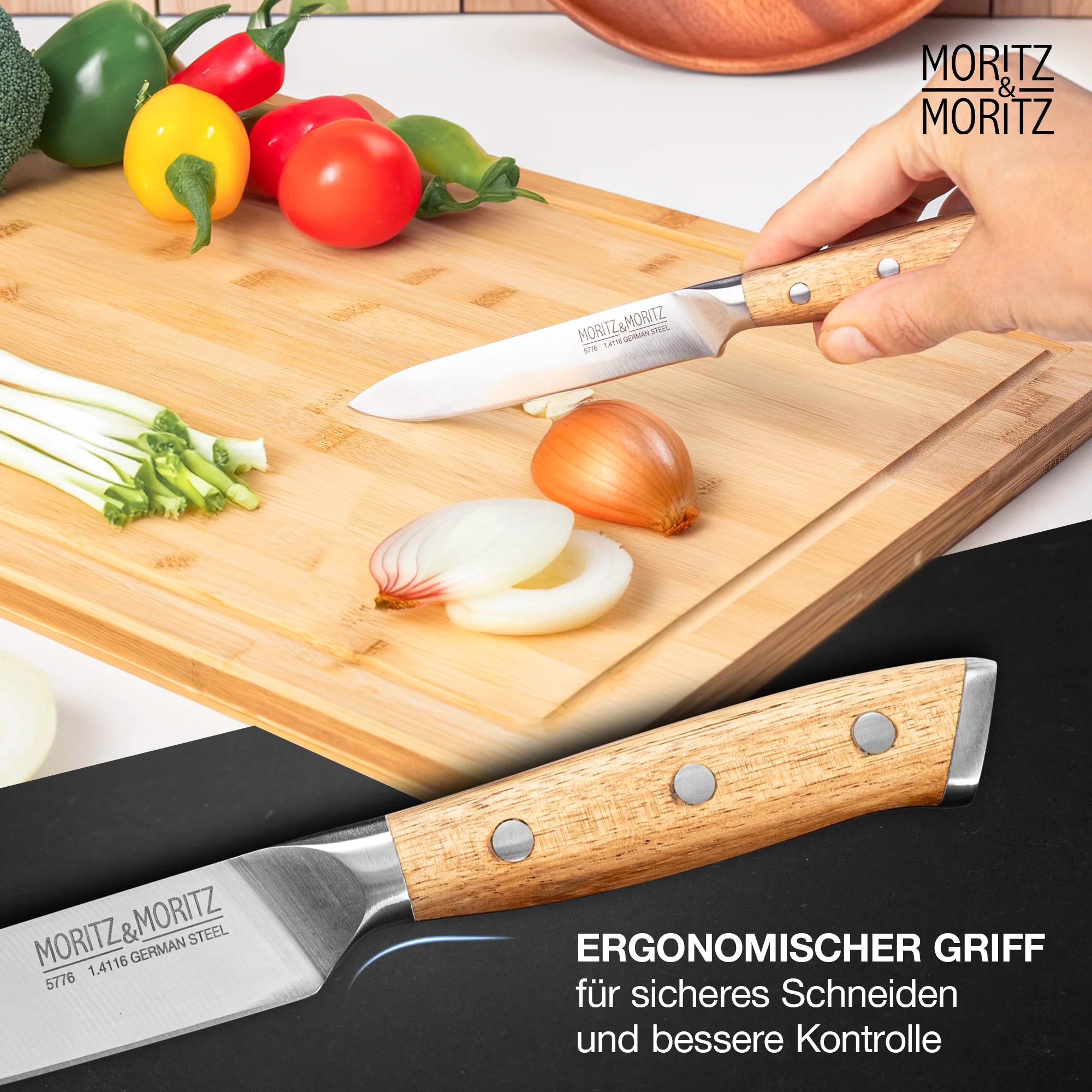 Universalmesser 13cm Schneidemesser mit ergonomischem Griff und hochwertiger Edelstahlklinge, ideal für vielseitige Küchenarbeiten.