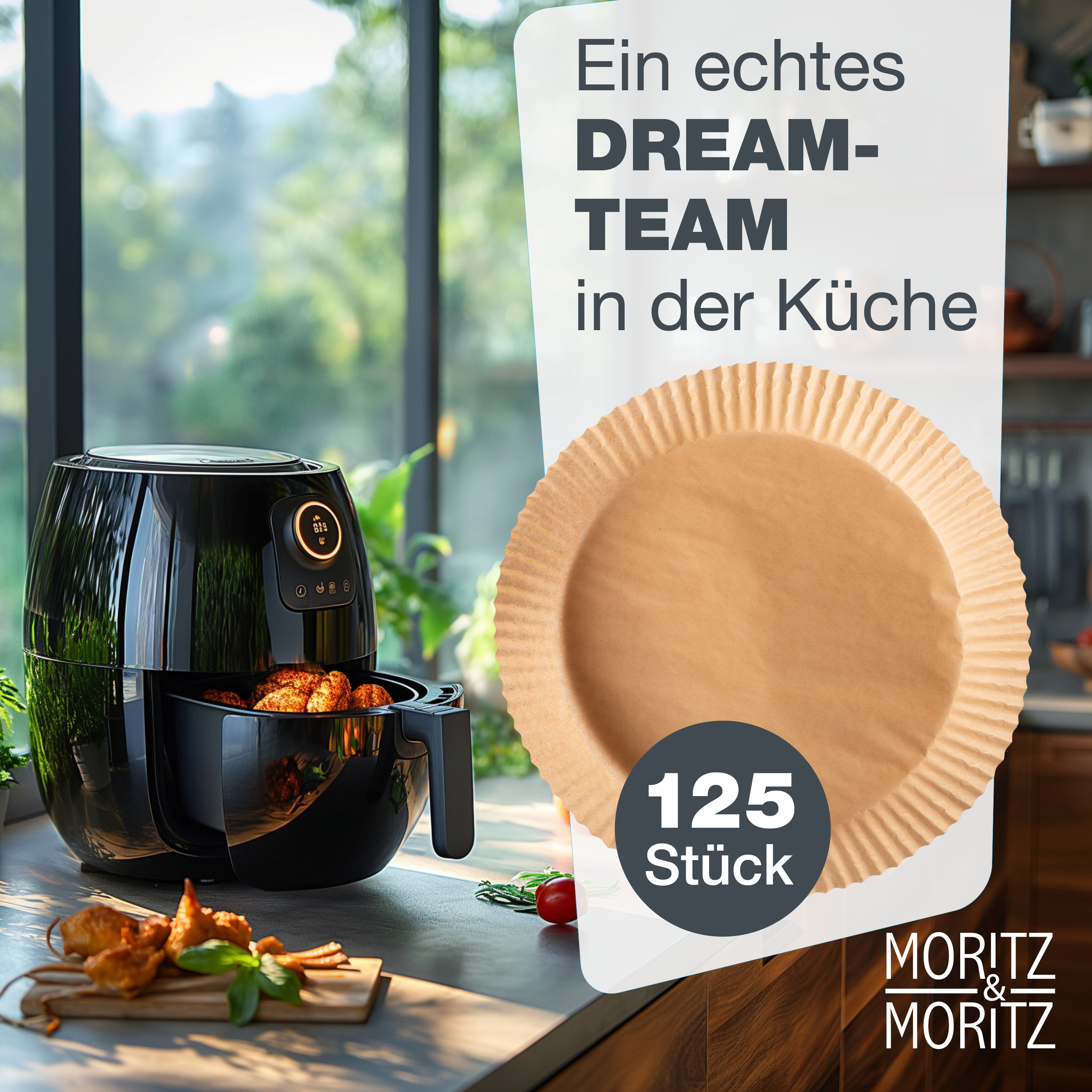 Airfryer Backpapier Rund Ø 23 cm (unten 23 cm, oben 27 cm)
