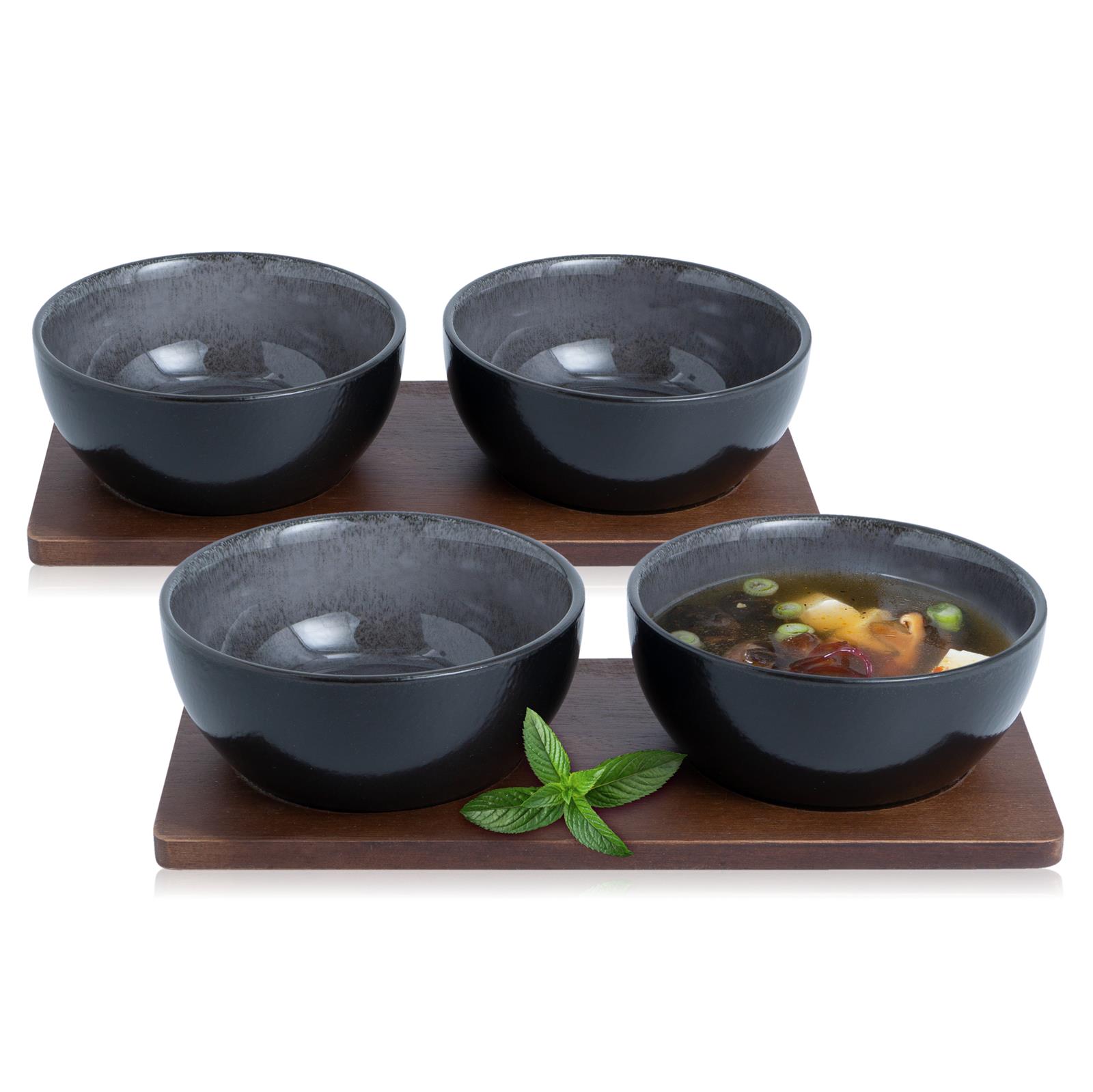 VIDA 4x Miso Schalen anthrazit Asia Geschirr Set