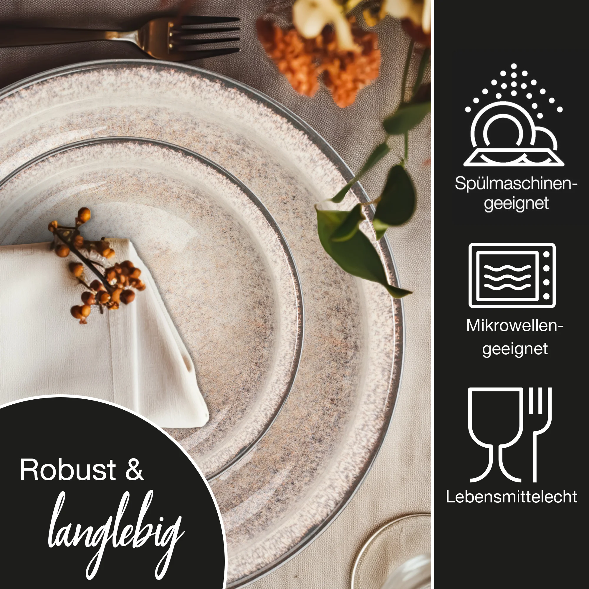 Müslischale in Beige, 4-teilig, aus Keramik