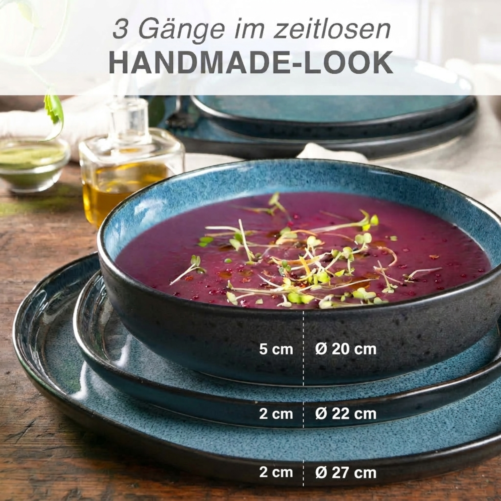 ORGANIC 24-teilig Geschirrset mit Tassen Blau