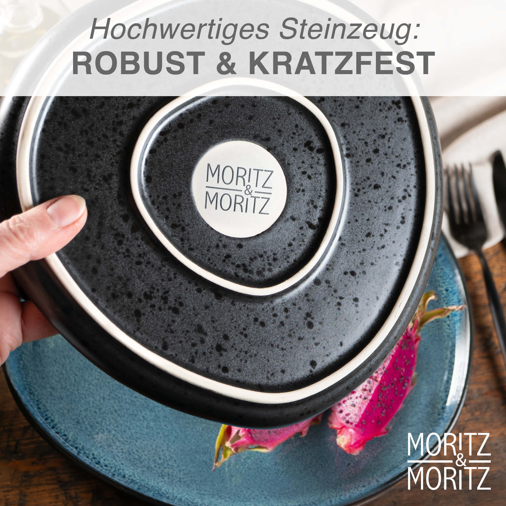 ORGANIC 24-teilig Geschirrset mit Tassen Blau