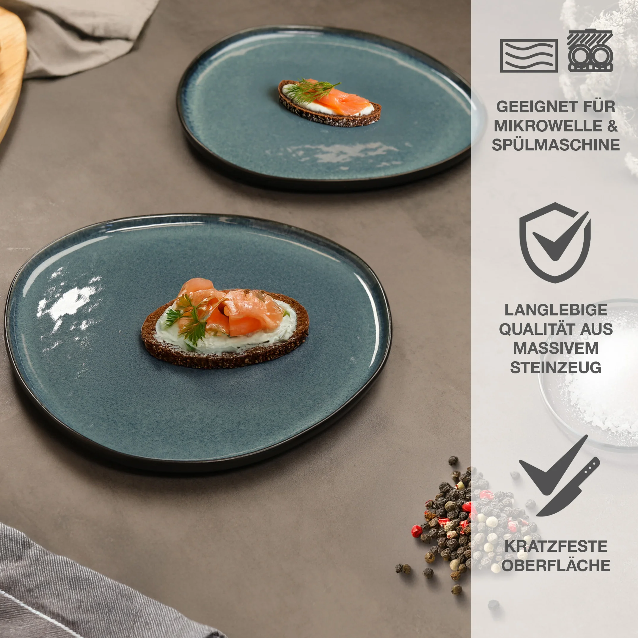 ORGANIC Servierplatten 2-teilig Blau, Nahaufnahme der Oberfläche