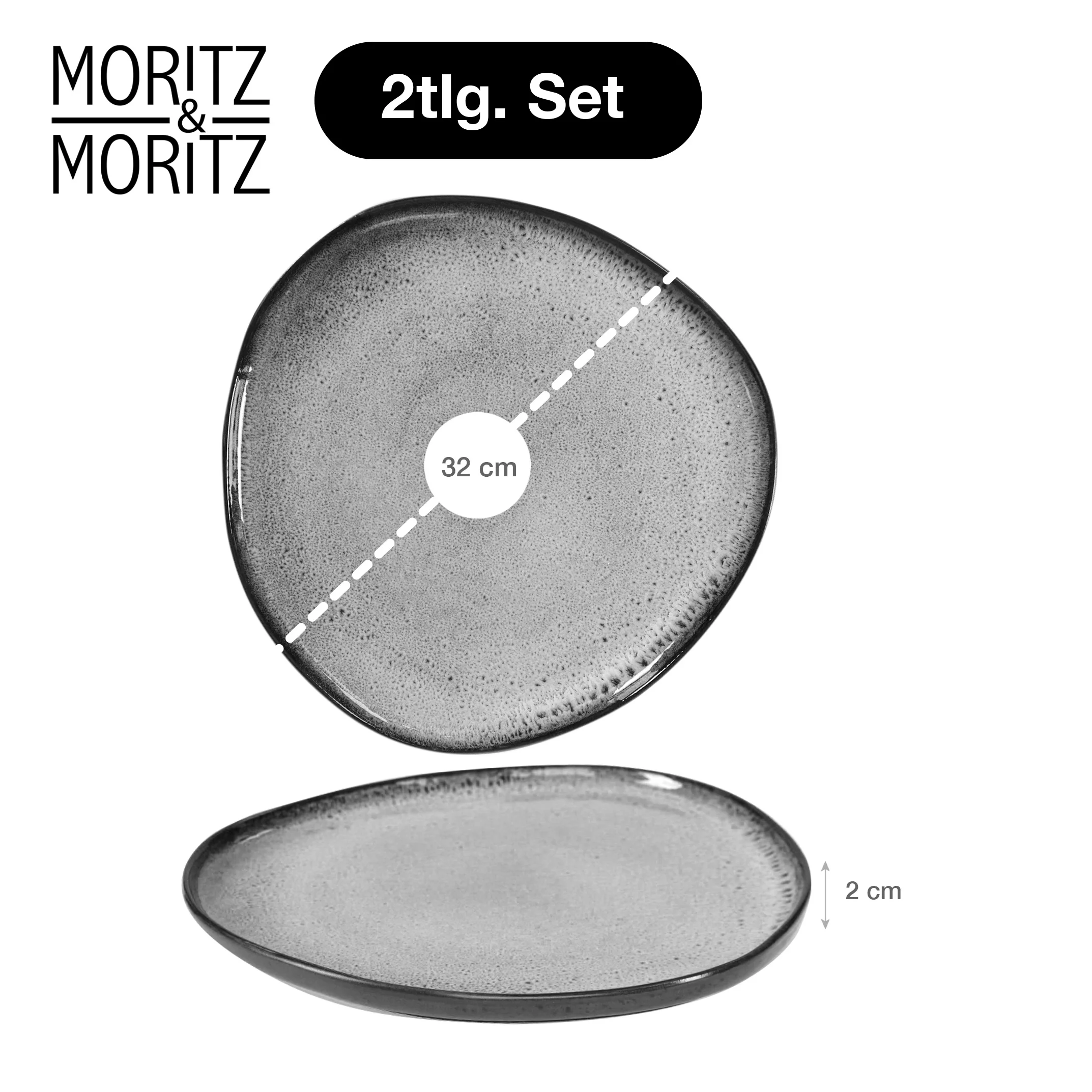 ORGANIC Servierplatten 2-teilig Grau, auf gedecktem Tisch bei Tageslicht