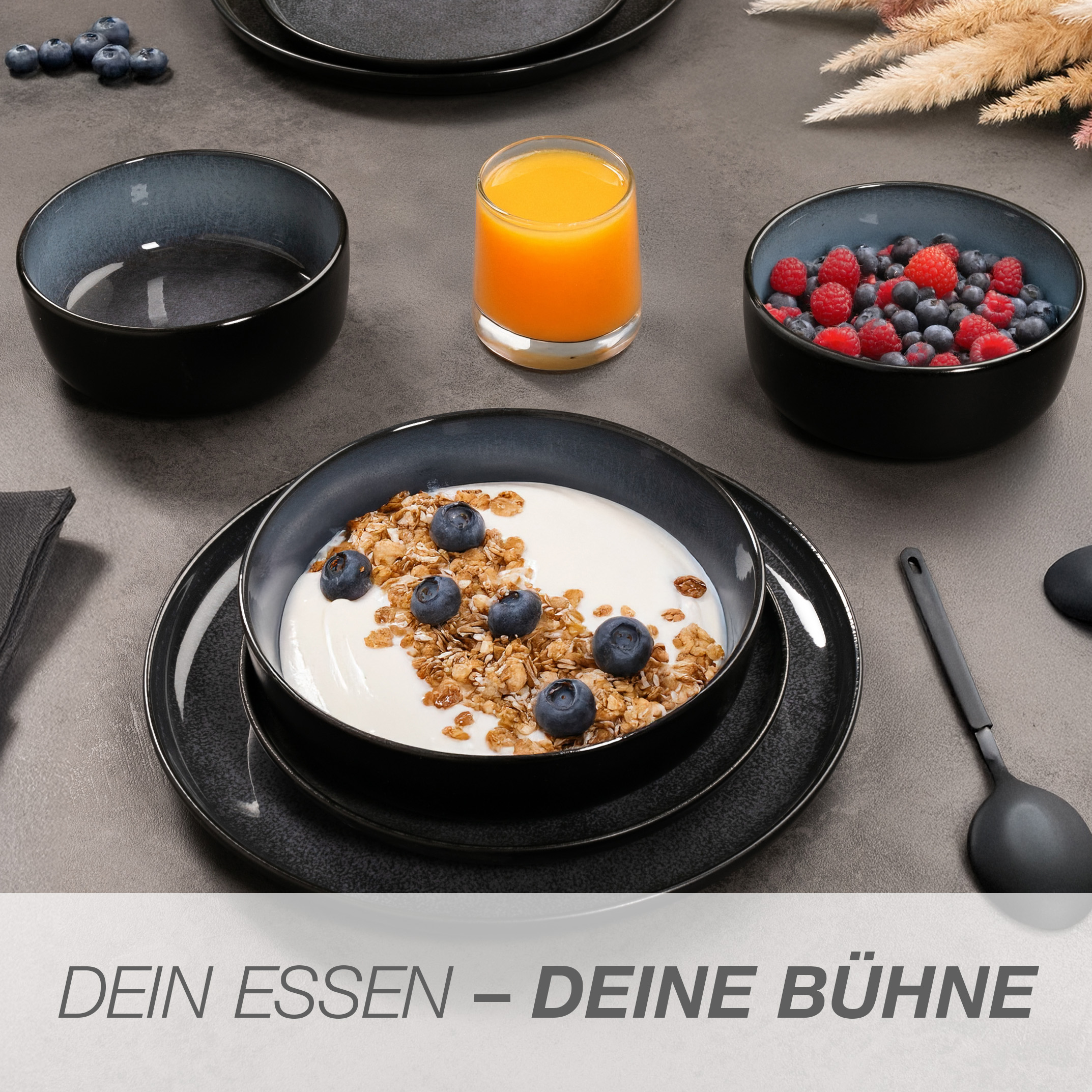 VIDA 24-teilig Geschirrset mit Müslibowls Blau