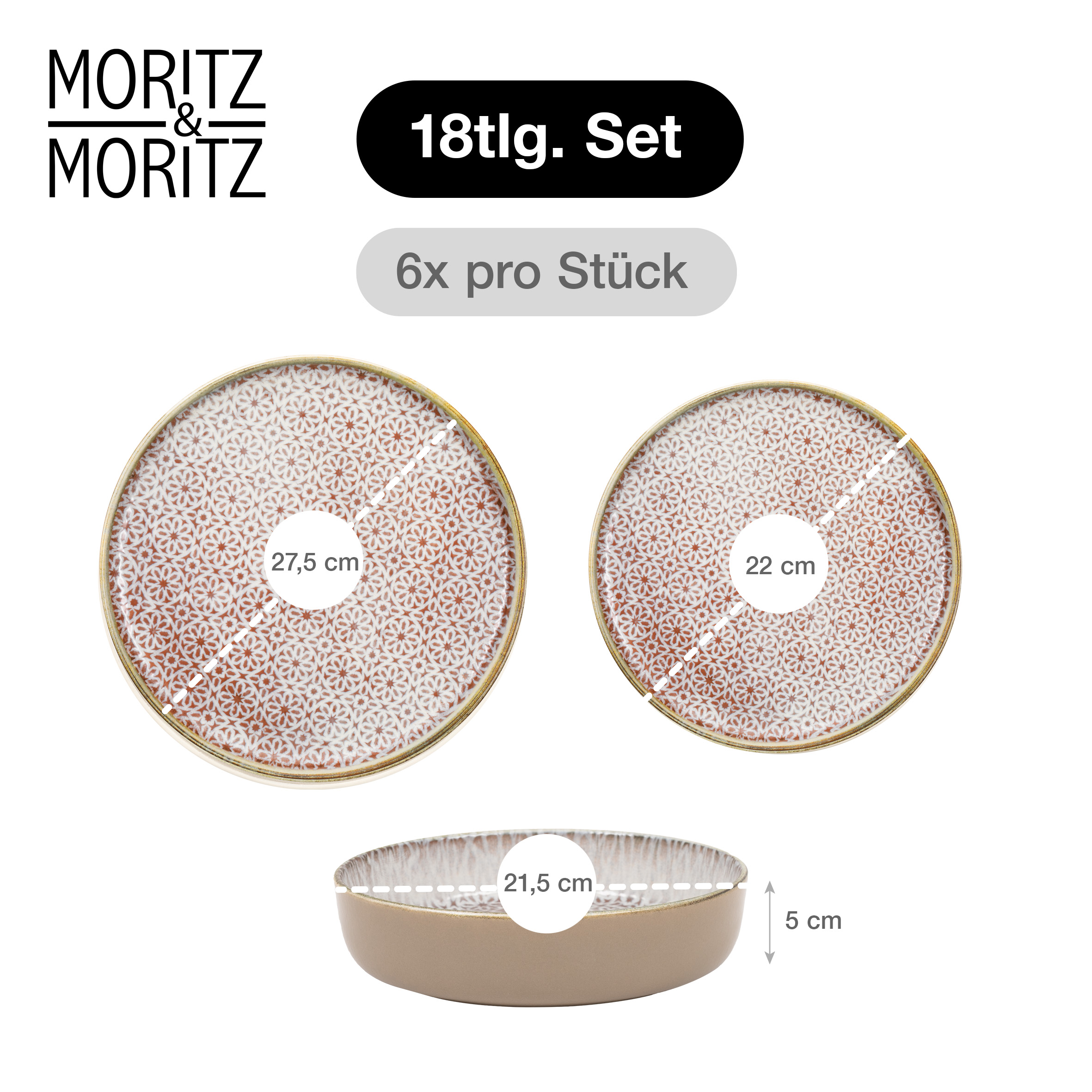 ALHAMBRA Geschirrset für 6 Personen rot