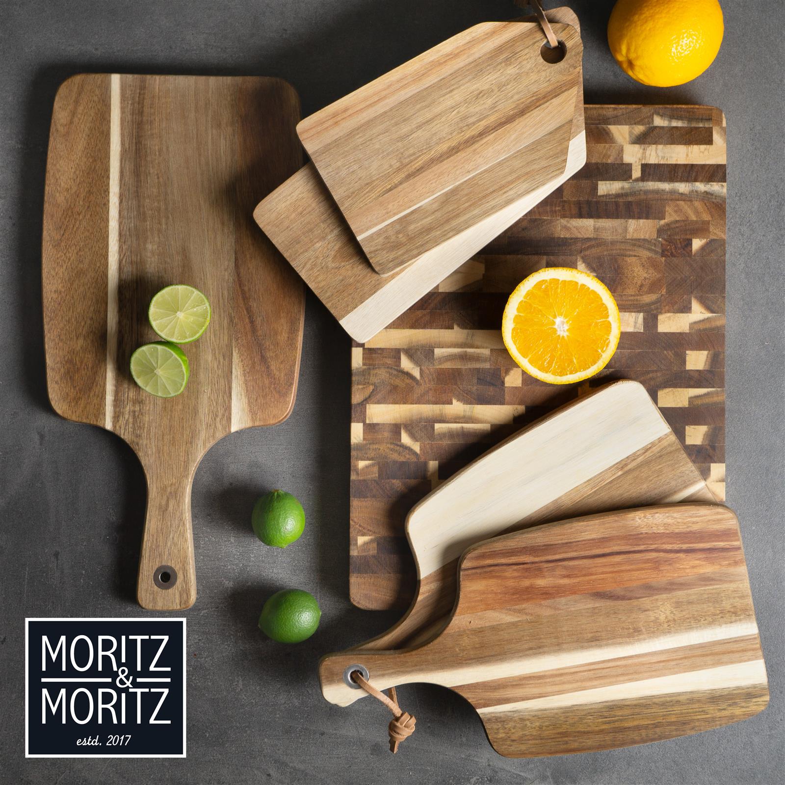 Holzbrett aus Akazienholz in der Größe 43,5x21,5x1,9 cm mit natürlicher Maserung