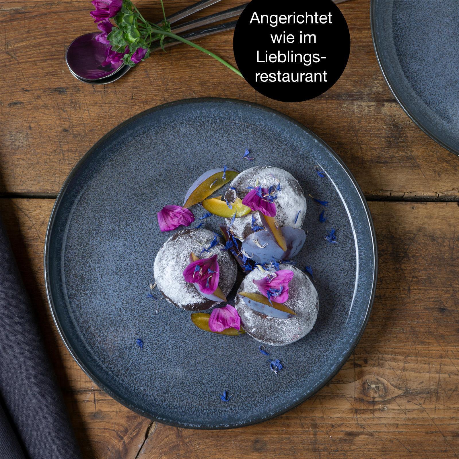 Tellerset in Blau, Sechsteiliges Gourmet-Salatteller-Set in Blau, 6-teilig, aus Keramik
