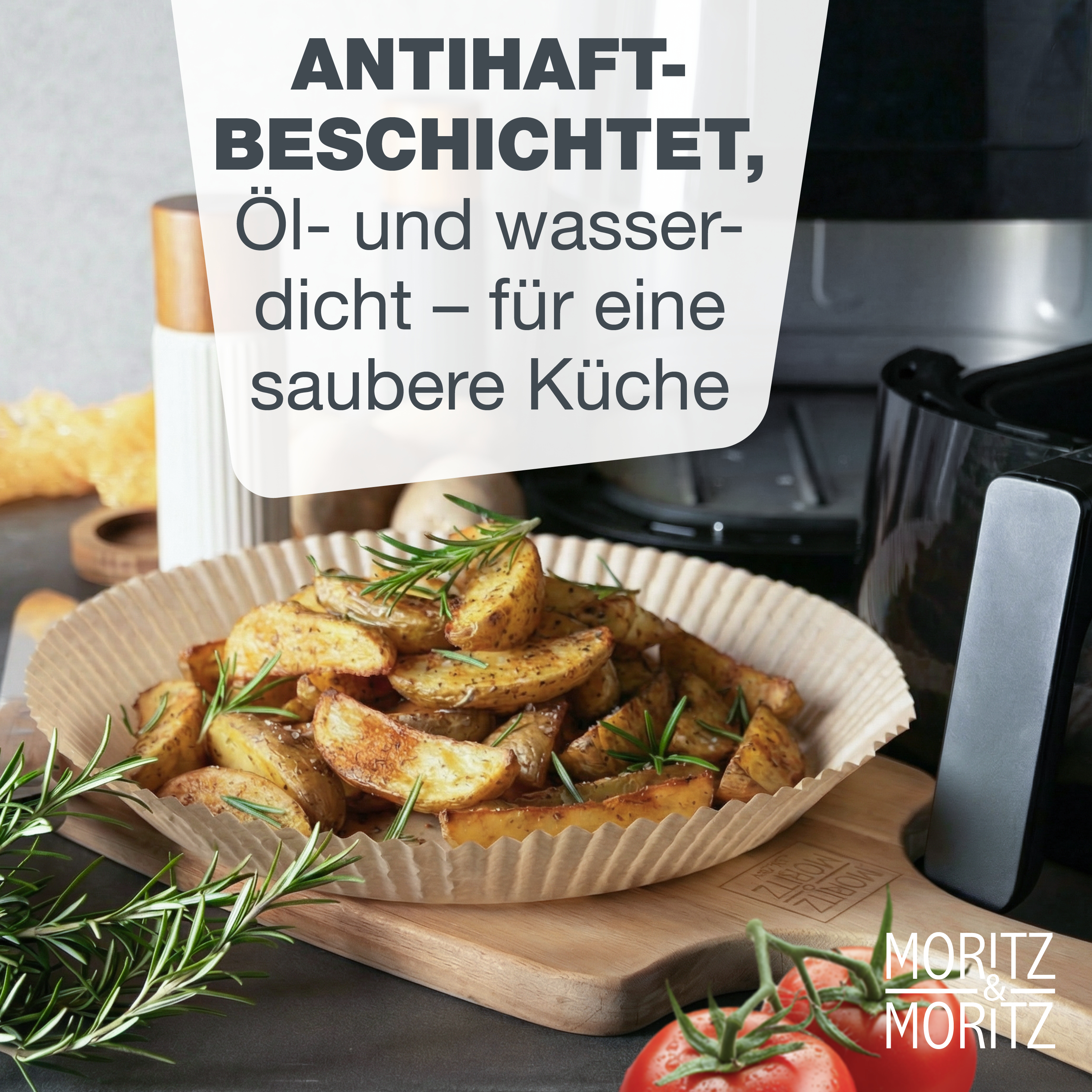 Airfryer Backpapier Rund Ø 23 cm (unten 23 cm, oben 27 cm)