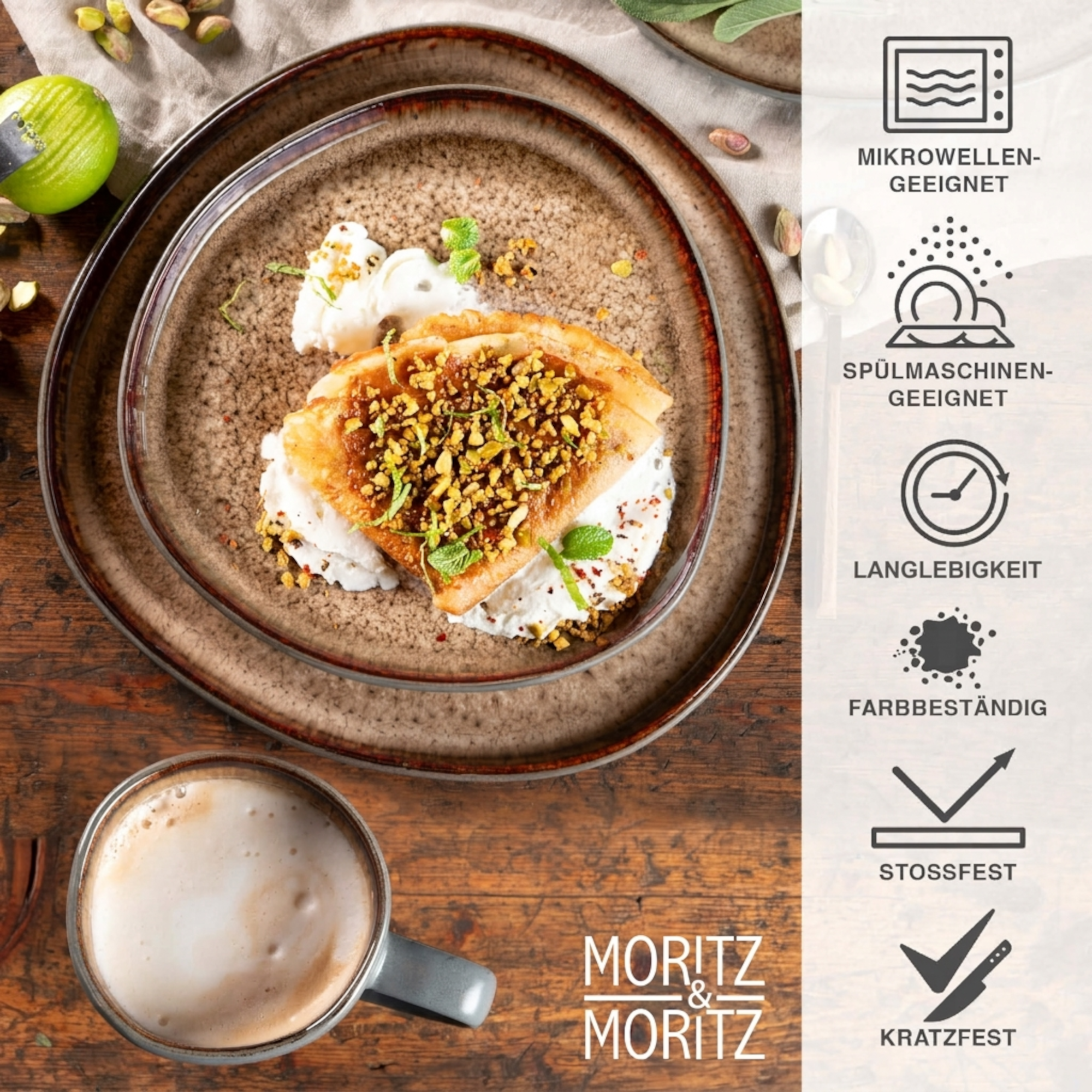ORGANIC 24-teilig Geschirrset mit Tassen Beige