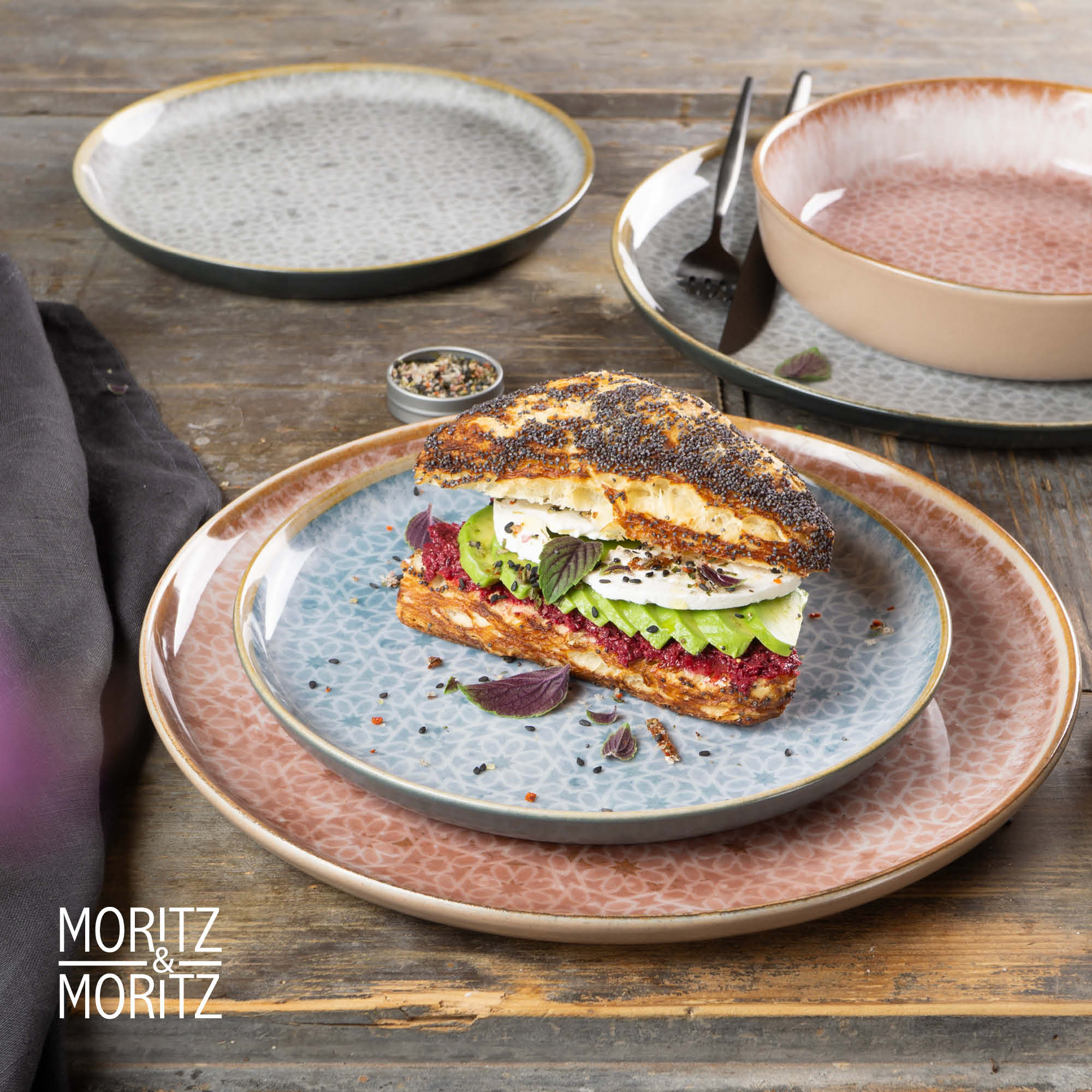 6-teiliges Set Dessertteller Mediterran Blau, dekorativer Essteller mit mediterranem Design
